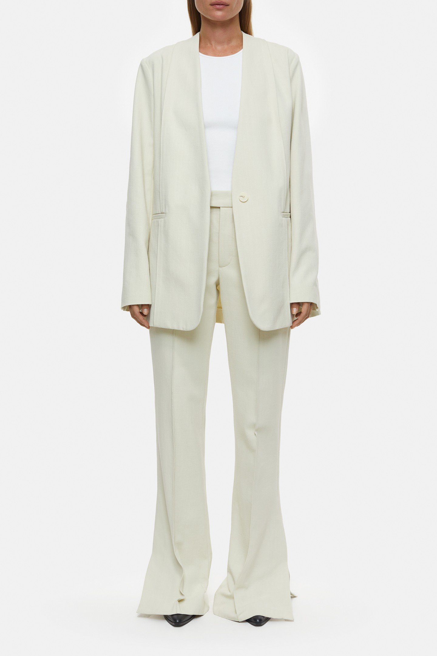 COLLARLESS BLAZER IVORY 3