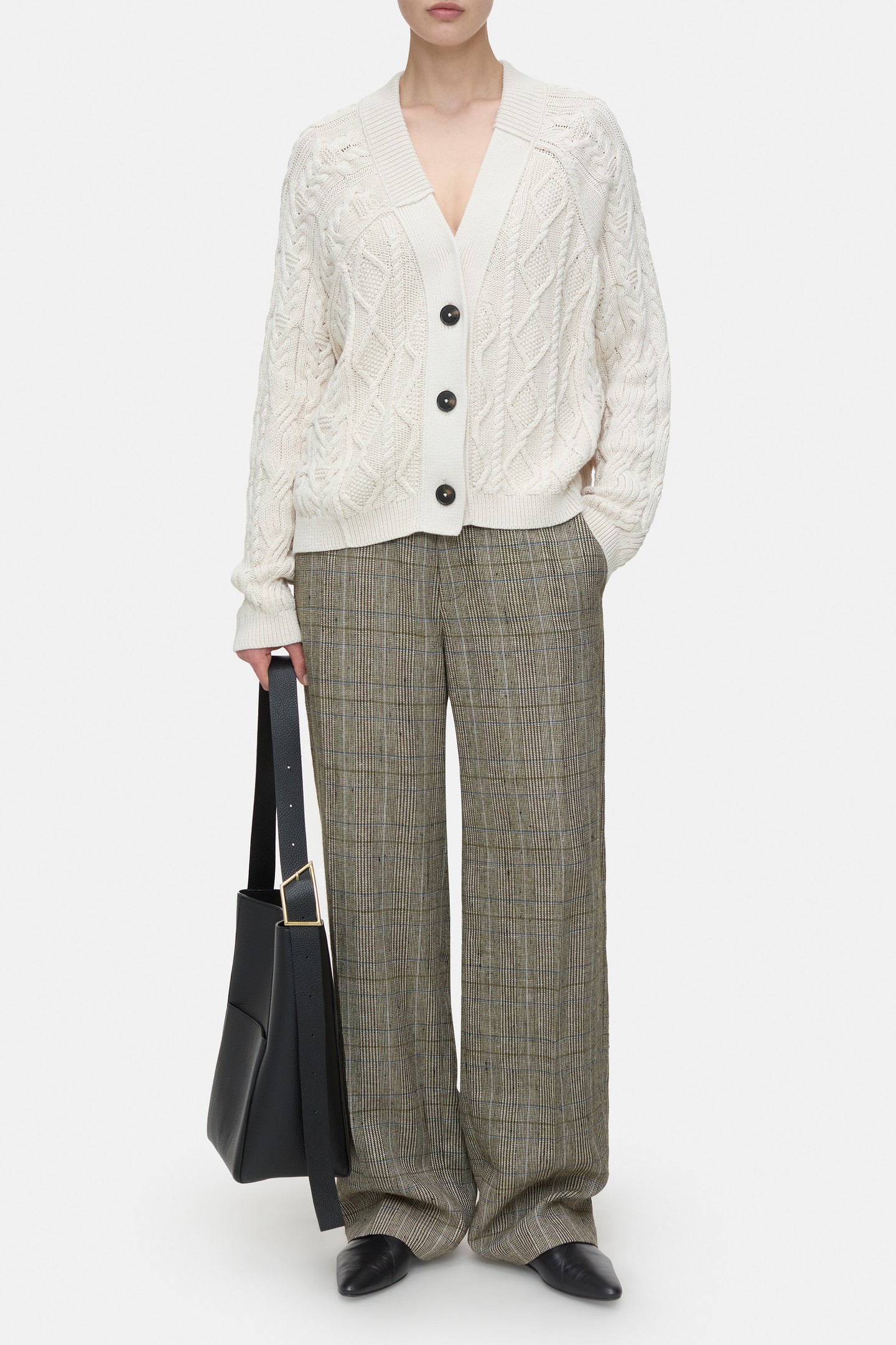 V CARDIGAN LONG SLEEVE KNITS IVORY 2