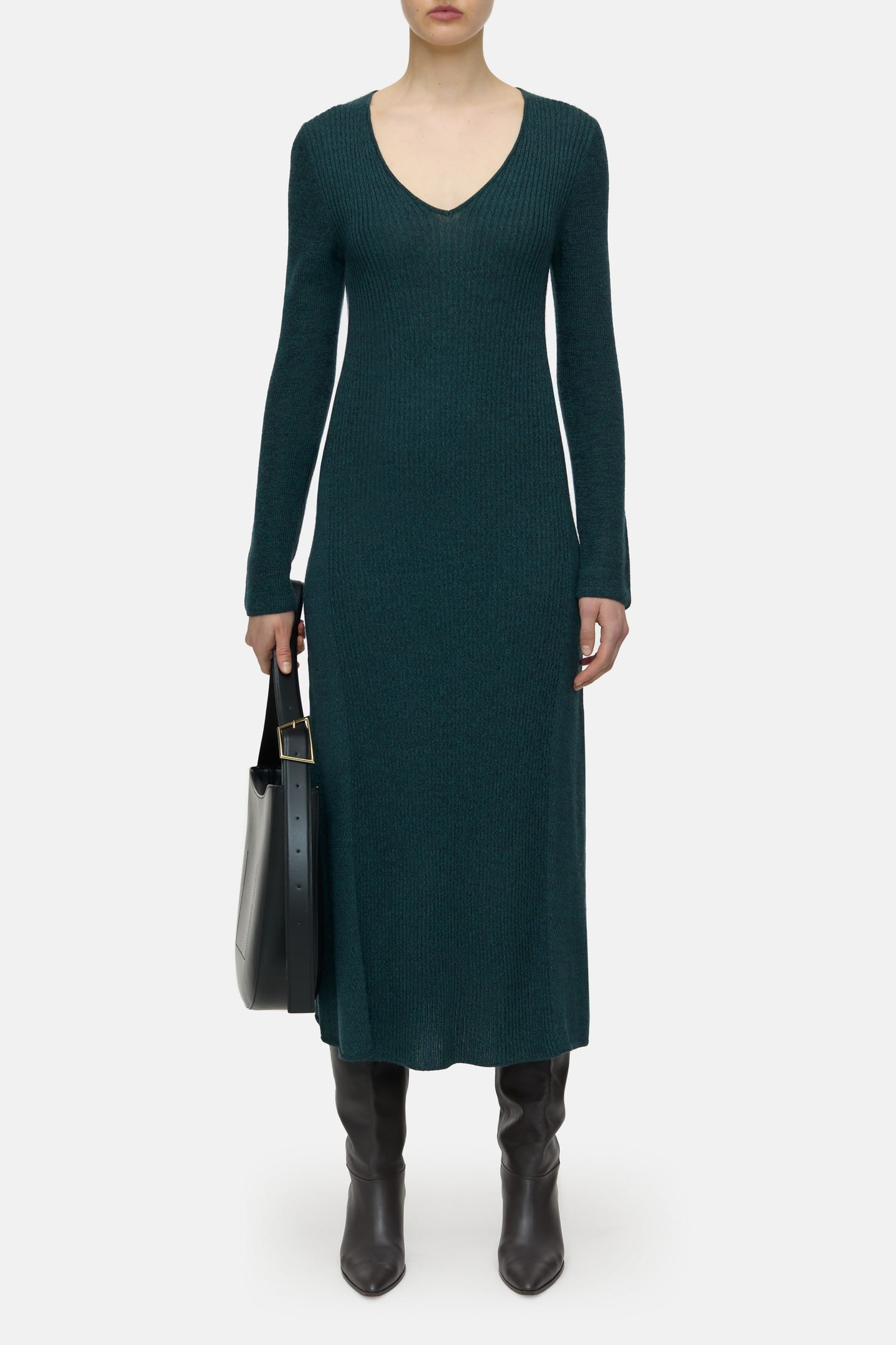 LONG SLEEVE RIB DRESS PINI GREEN 3