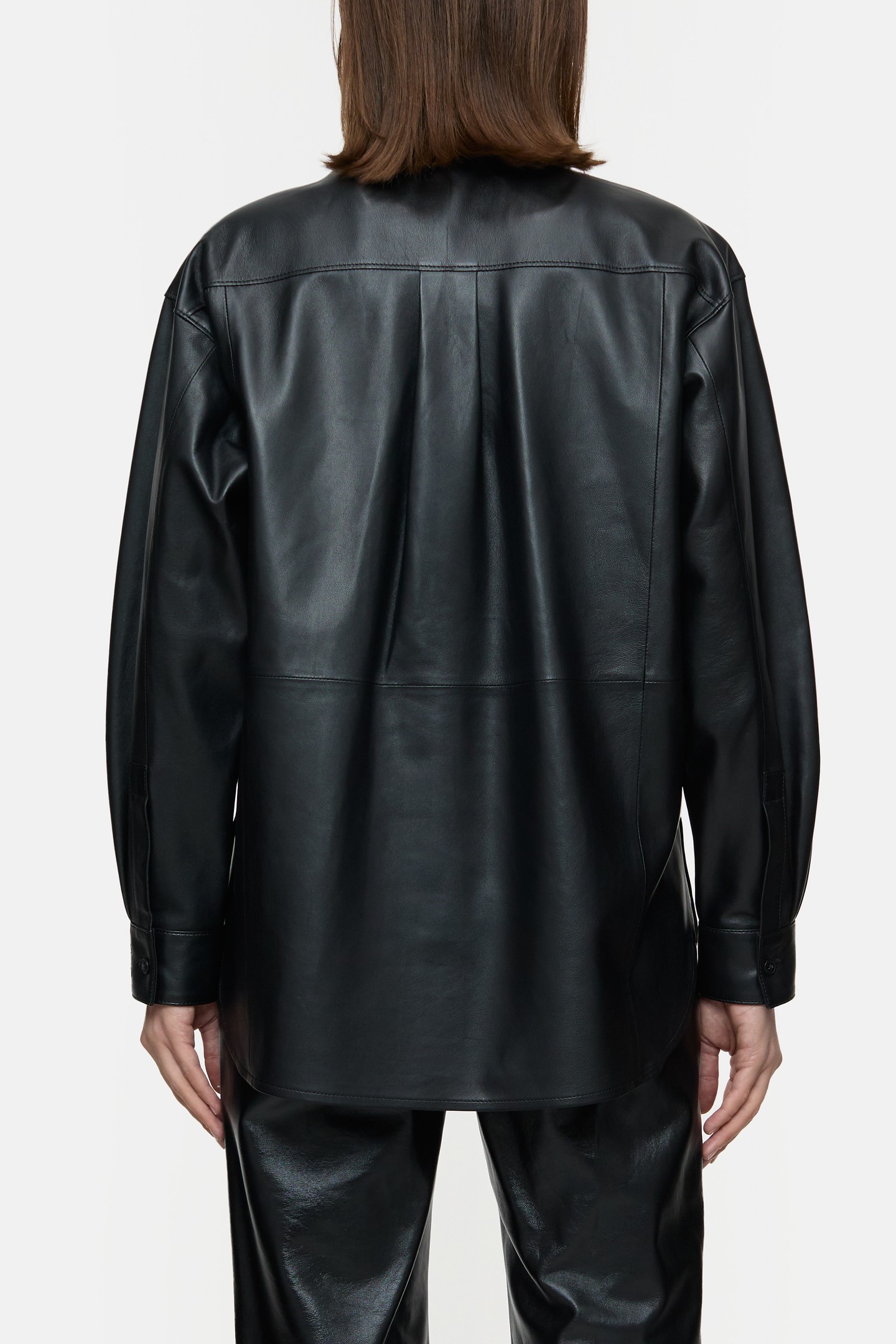 LEATHER OVERSHIRT & BLOUSES BLACK 2