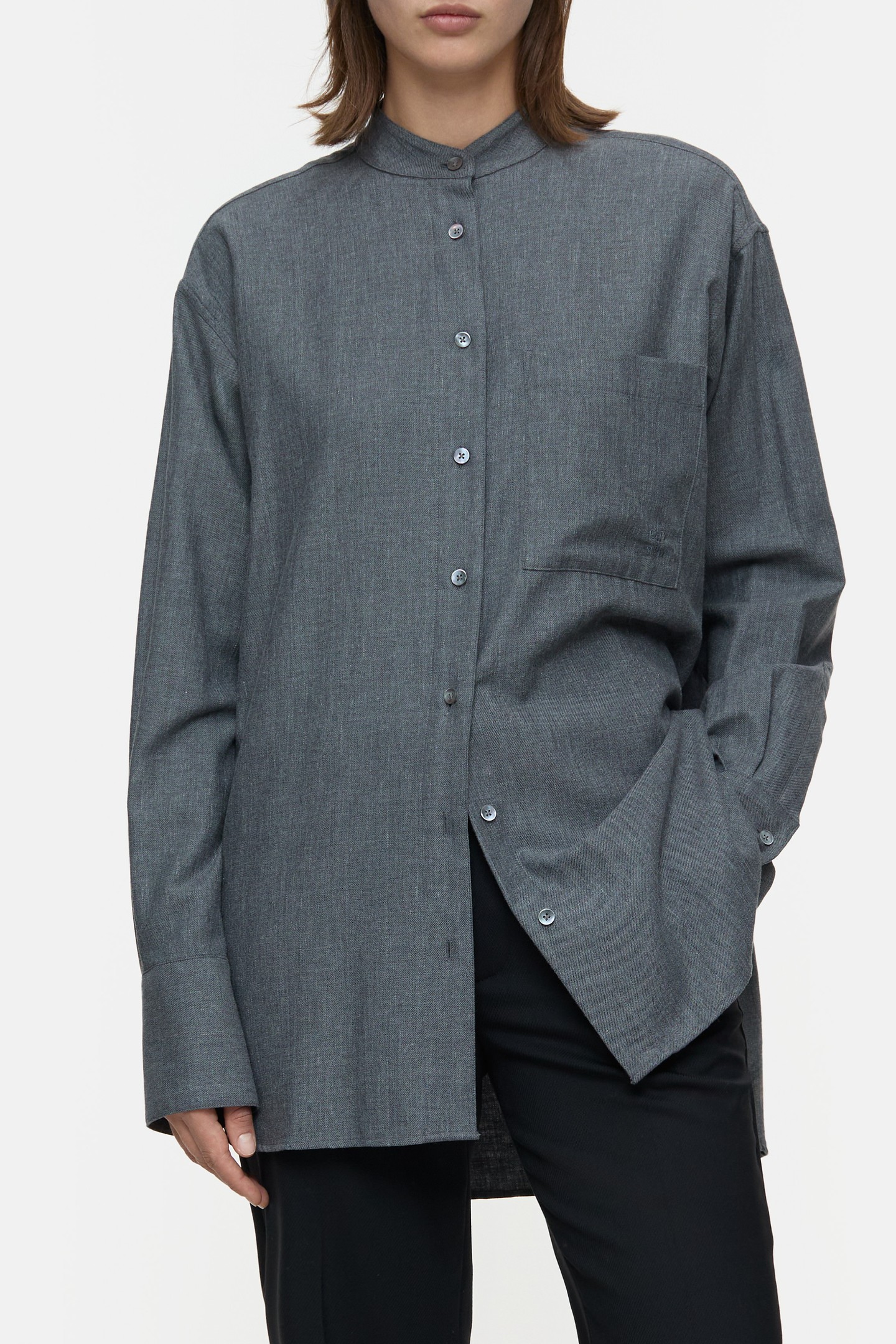 OVERSIZED SHIRT WITH POCKET SHIRTS & BLOUSES DARK GREY MELAN by Closed