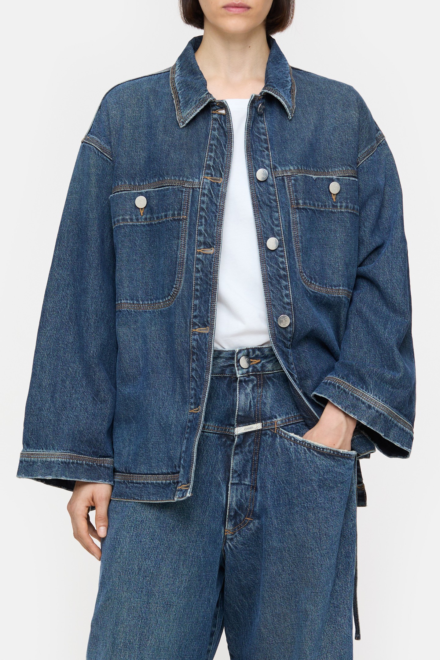 SHIRT WITH STRAPS CROPPED SHIRTS & BLOUSES DARK BLUE 1