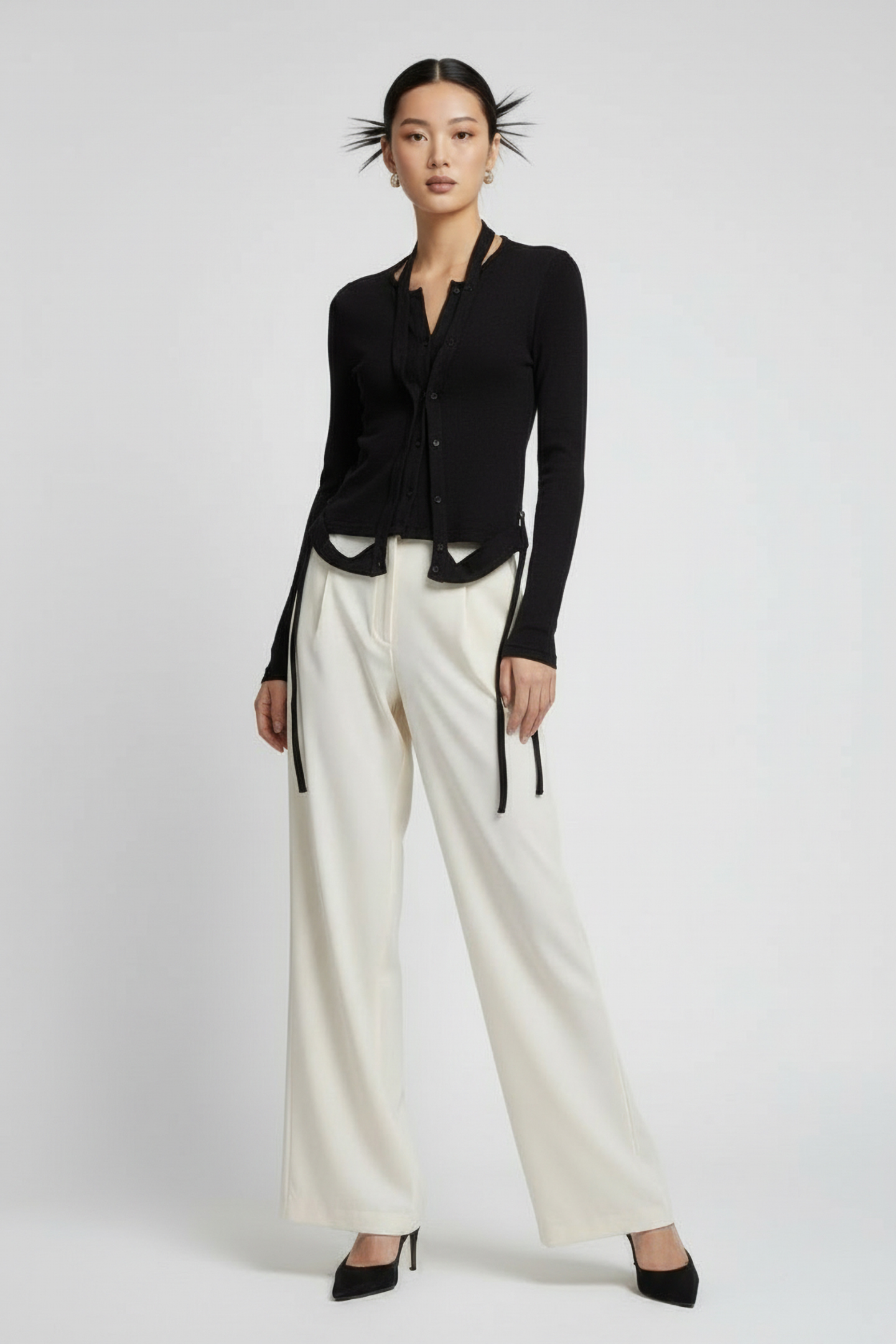 OTTOLINGER – DOUBLE CLOSURE KNIT CARDIGAN BLACK 2