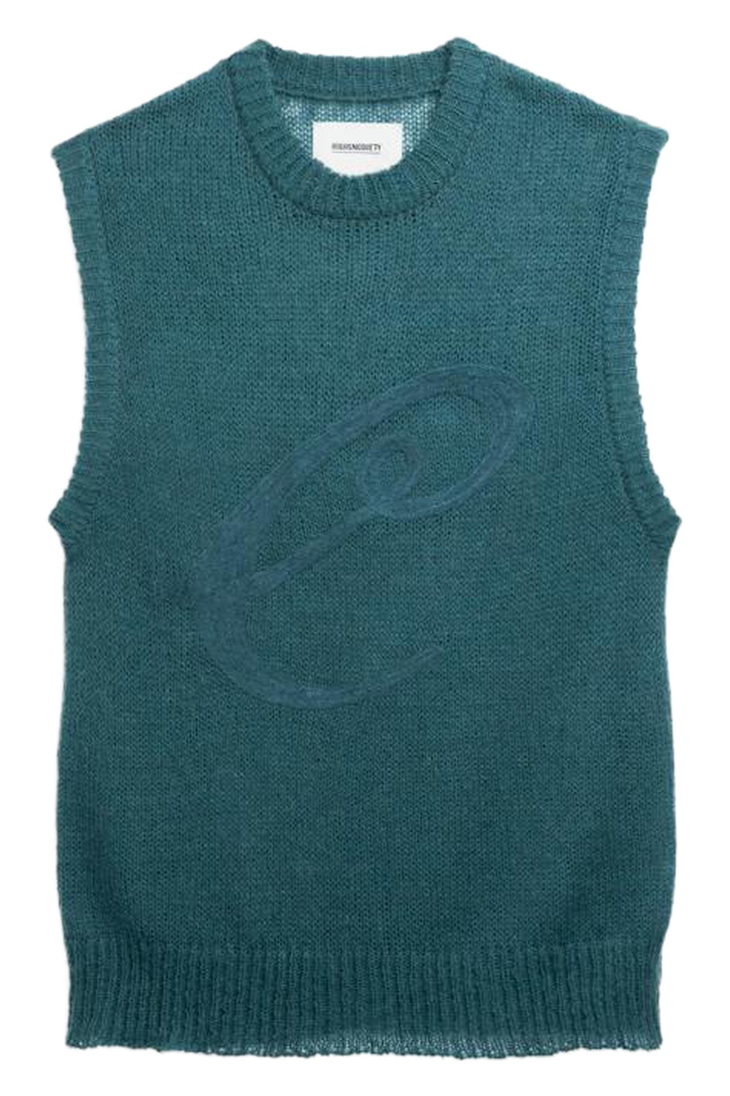 CAFÉ DE FLORE X HIGHSNOBIETY – SCRIPT SWEATER VEST GREEN 1
