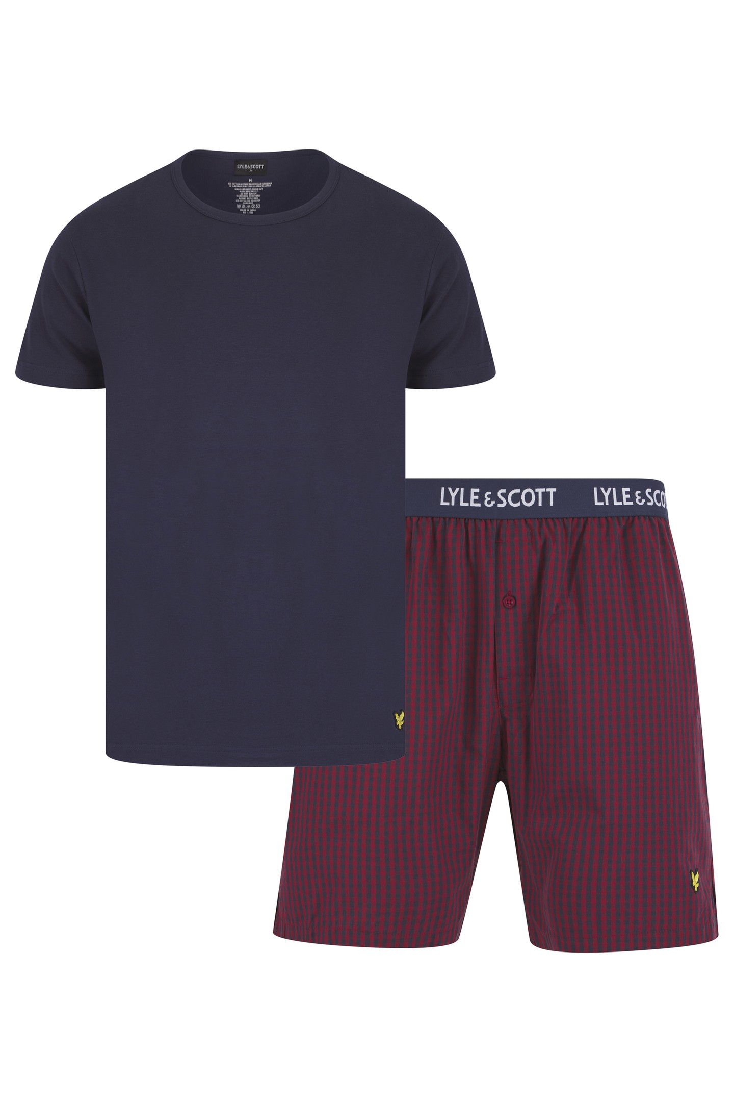 KYLE SHORT SLEEVE TEE AND WOVEN SHORT SLEEP SET PEACOAT/RUNY 1