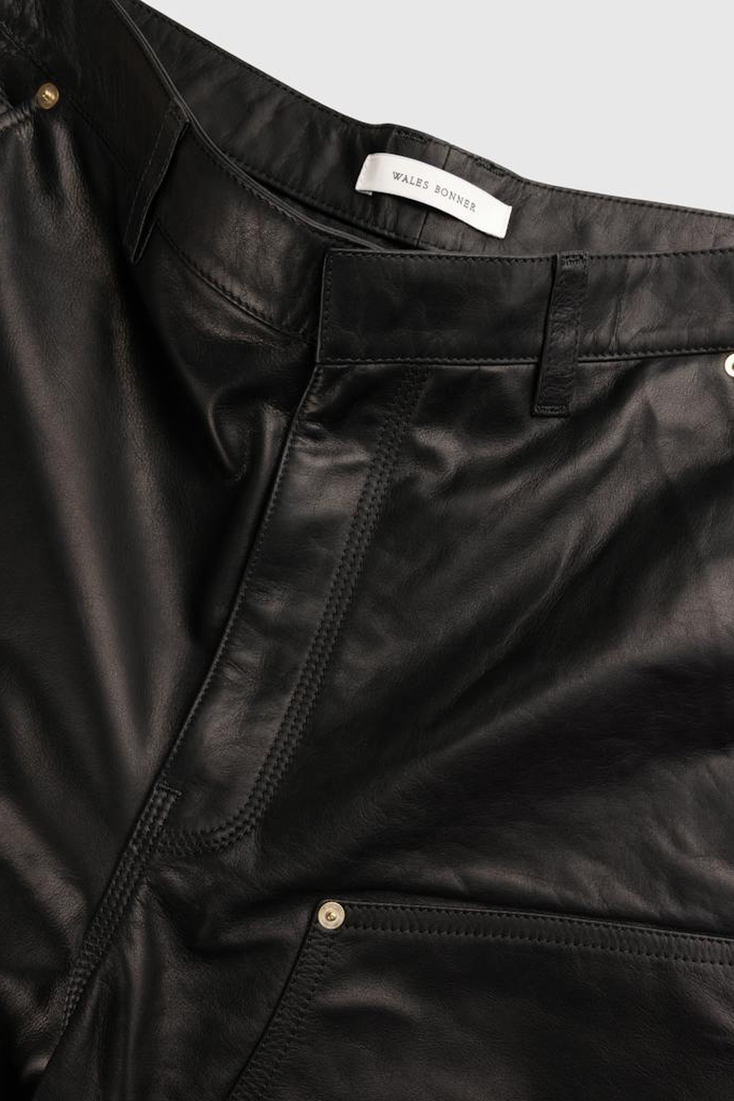 WALES BONNER – LEATHER RIDER IVY SHORTS BLACK 4