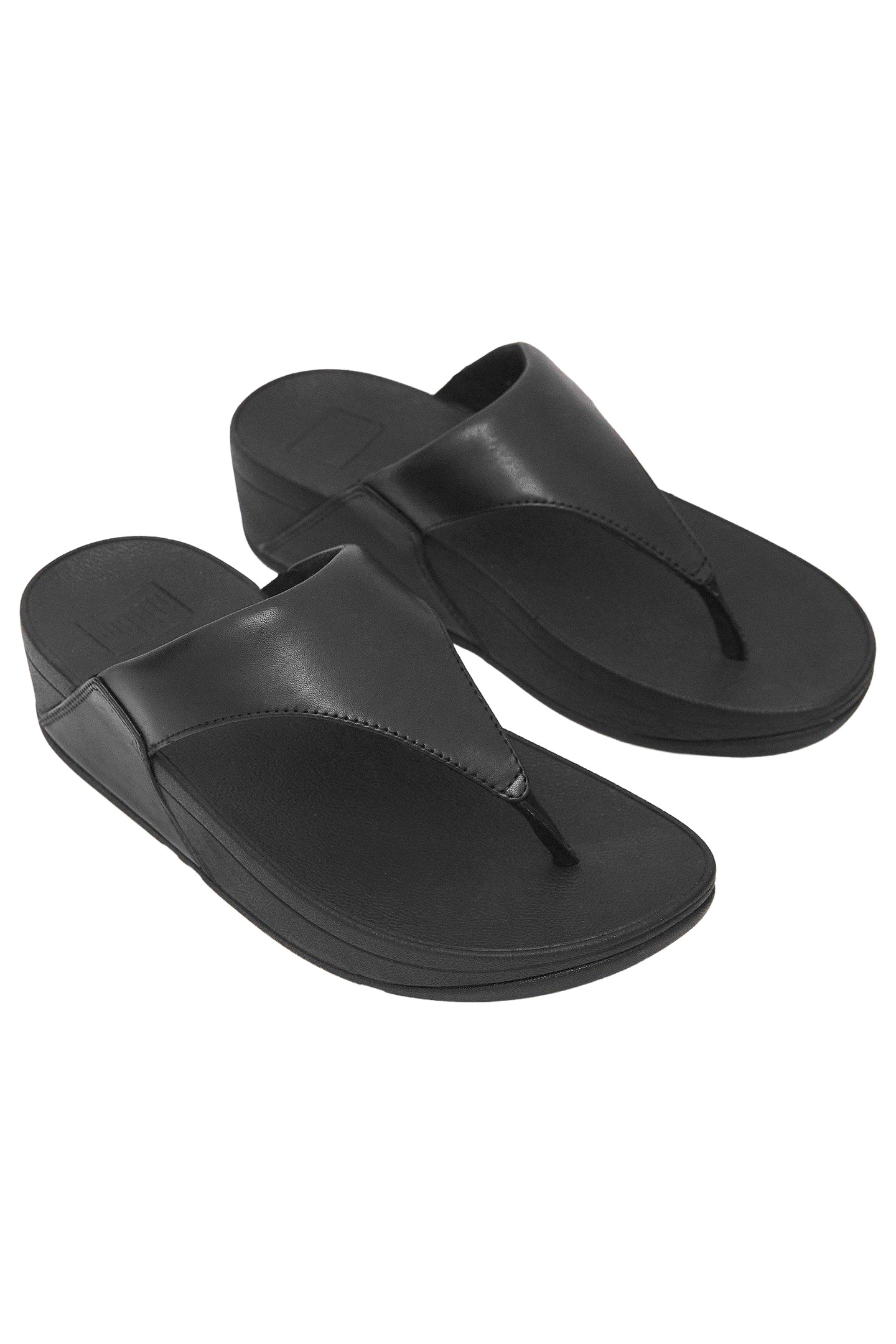 LULU LEATHER TOE POST SANDALS PURE BLACK 2
