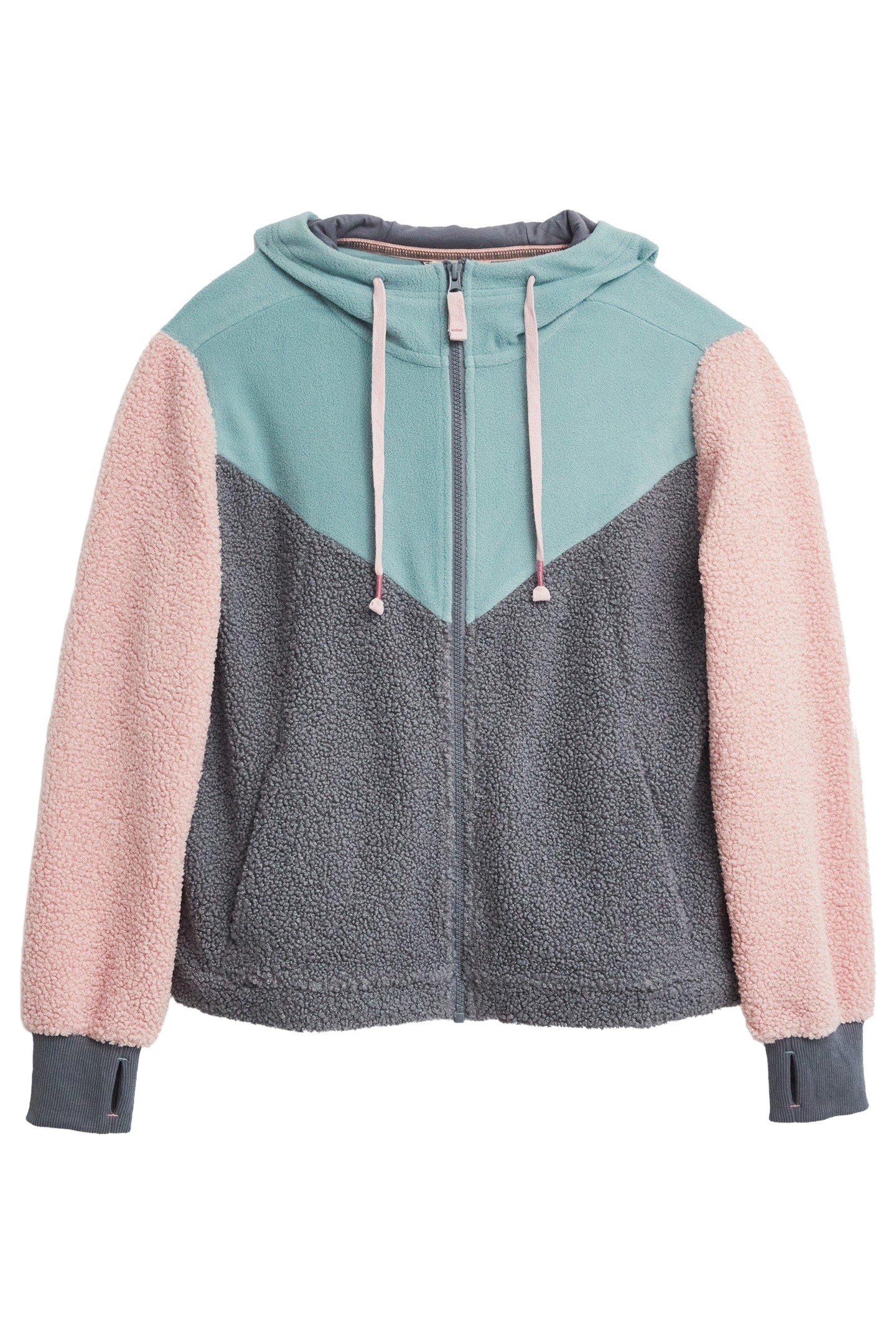 COLOURBLOCK BORG HOODIE BLUE MULTI 1