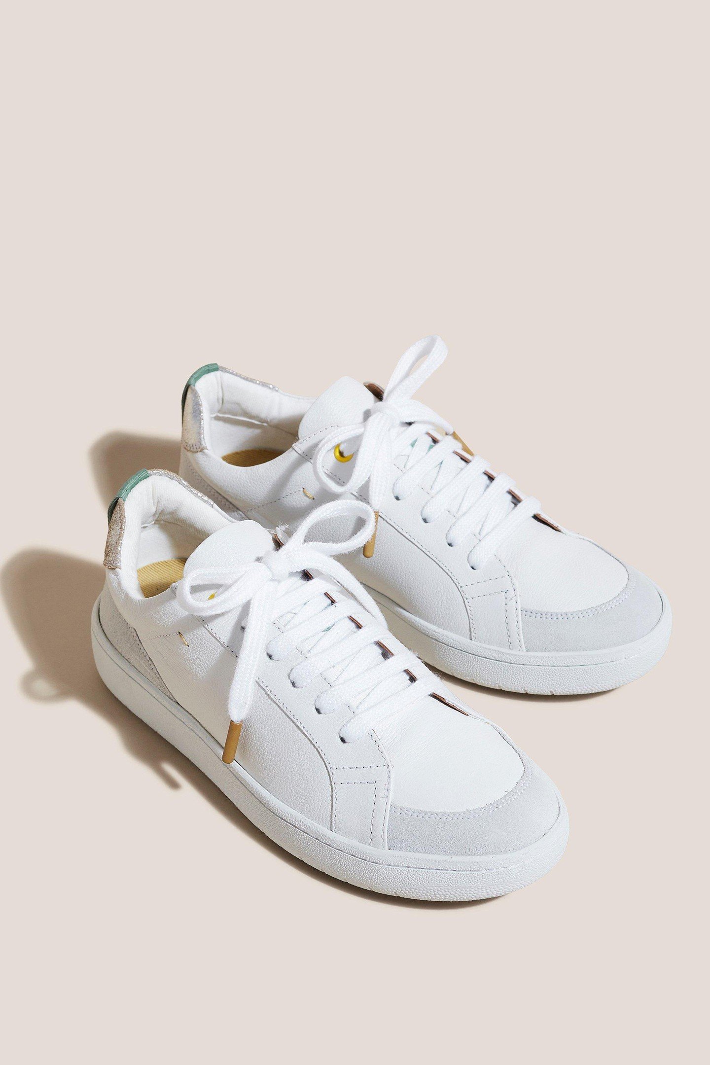 LEATHER SUEDE TRAINER WHITE MULTI 2