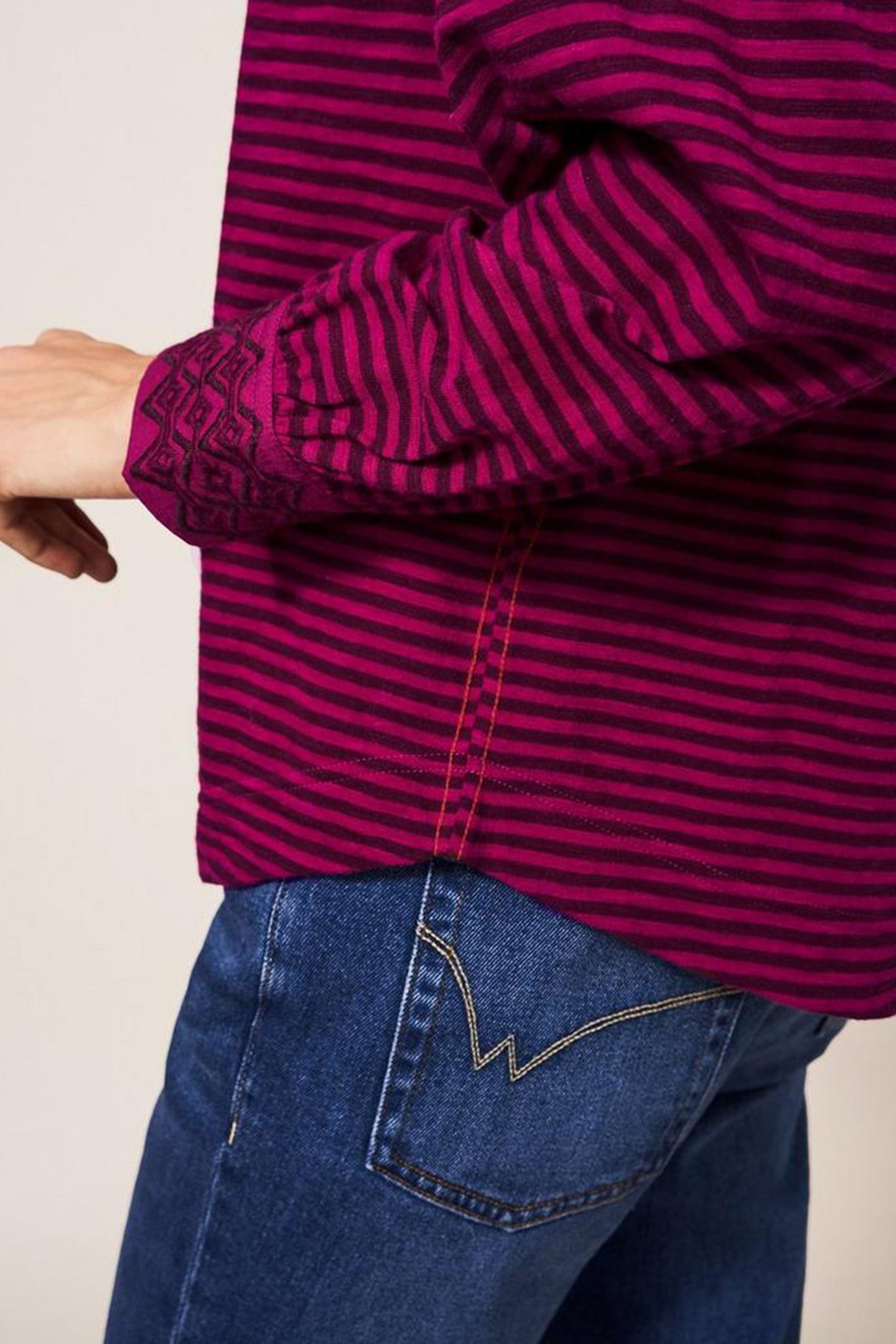 AGNES EMBROIDERED JERSEY SHIRT PINK MLT 9