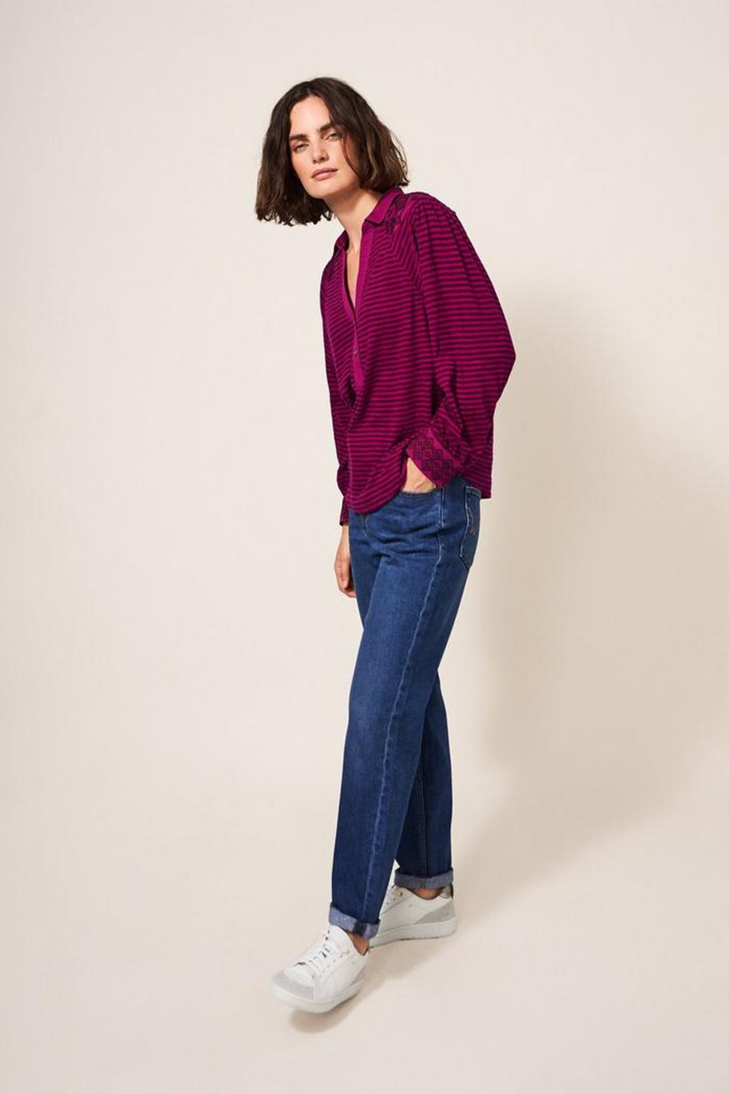 AGNES EMBROIDERED JERSEY SHIRT PINK MLT 10