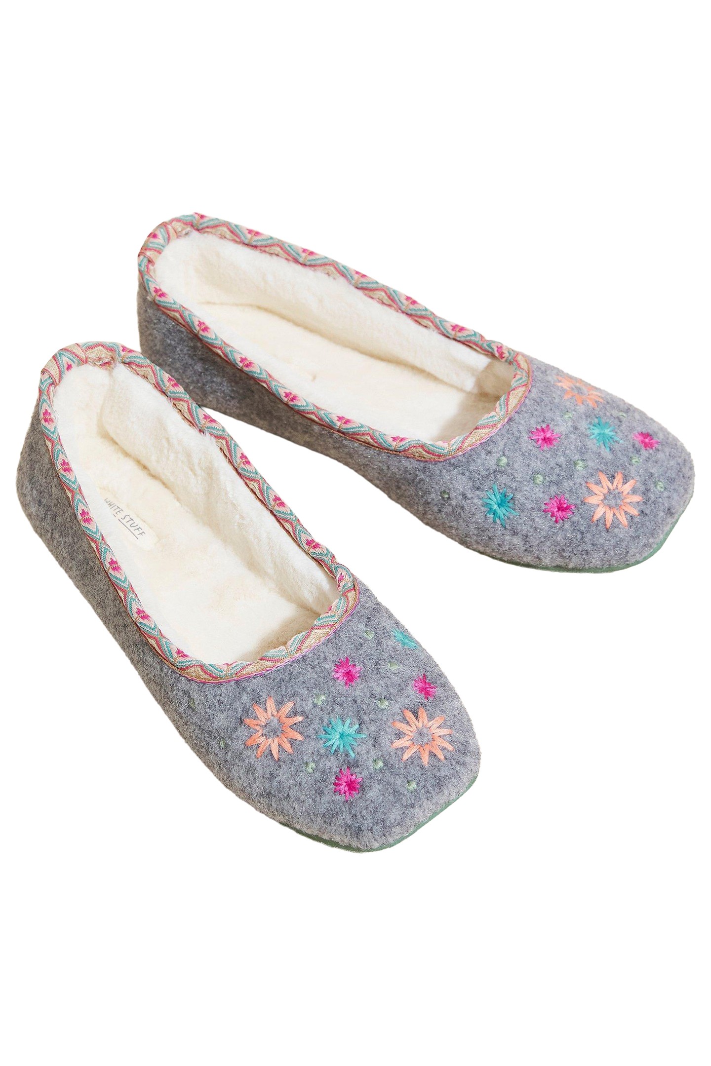 EMBROIDERED BALLET SLIPPER GREY MULTI 2