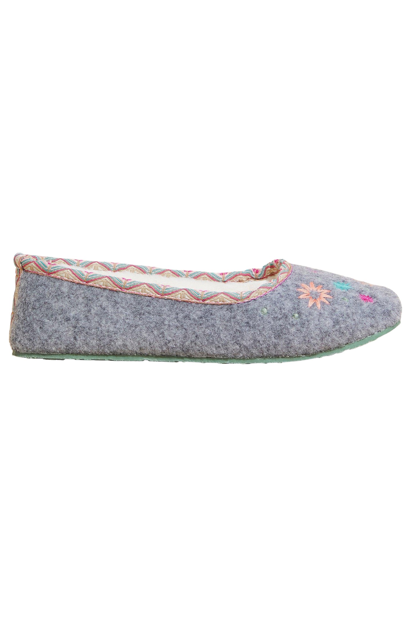 EMBROIDERED BALLET SLIPPER GREY MULTI 1