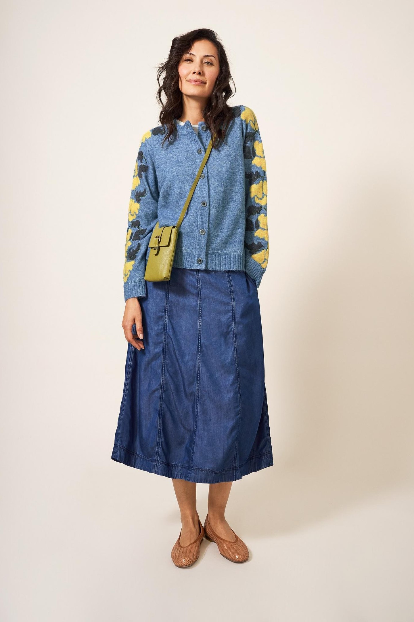 TRAILING FLORAL CARDI MID TEAL 2