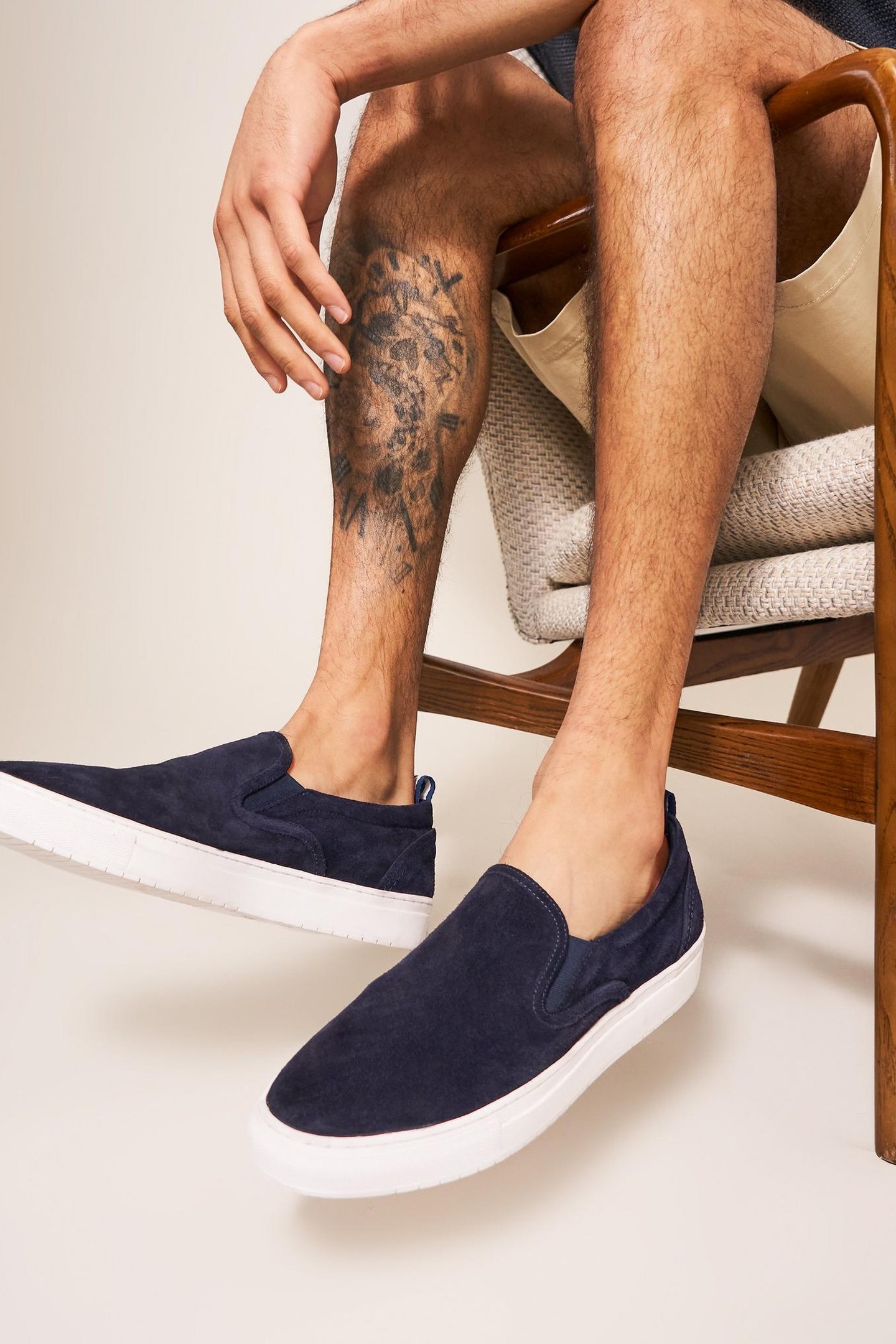 SUEDE SLIP ON TRAINER NAVY MULTI 4