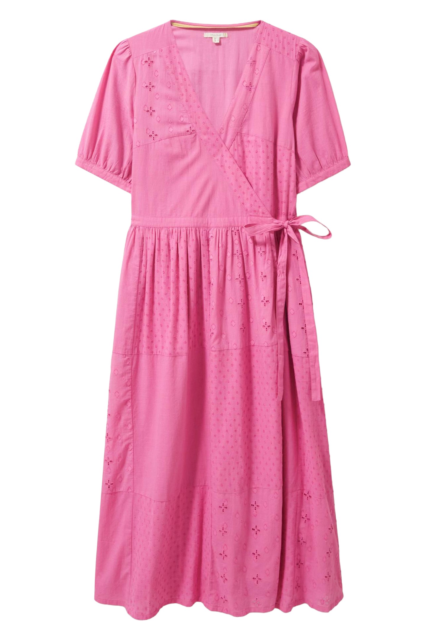 PATCHWORK BRODERIE MIDI DRESS BRIGHT PINK 3