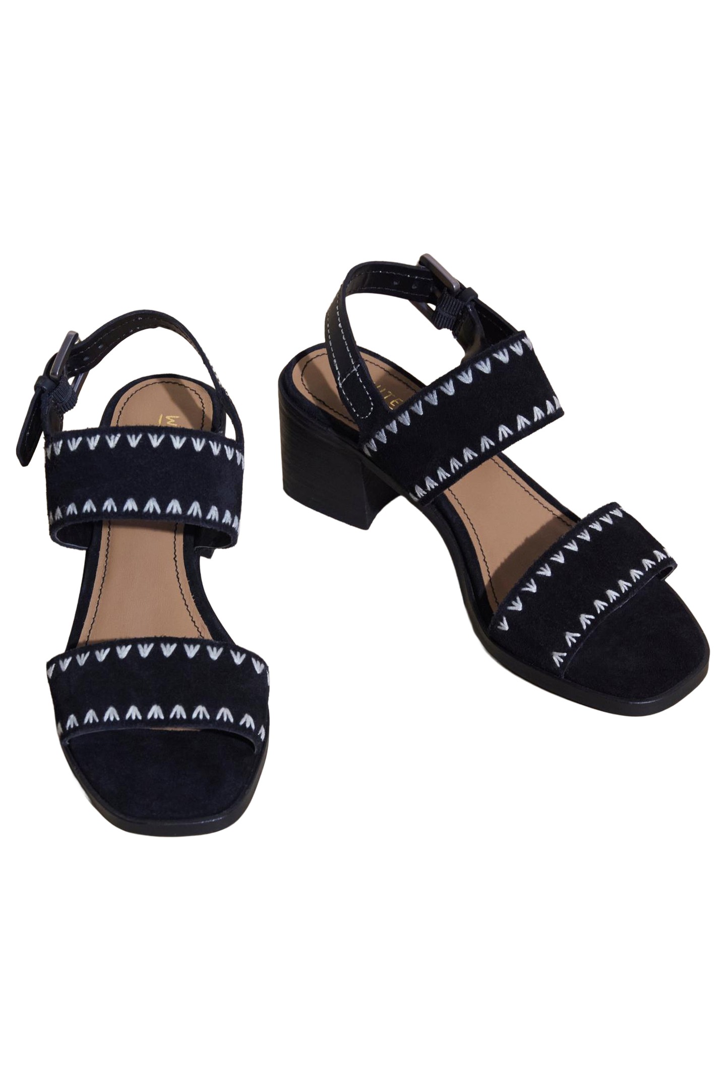 WHIPSTITCH BLOCK HEEL SANDAL PURE BLACK 4