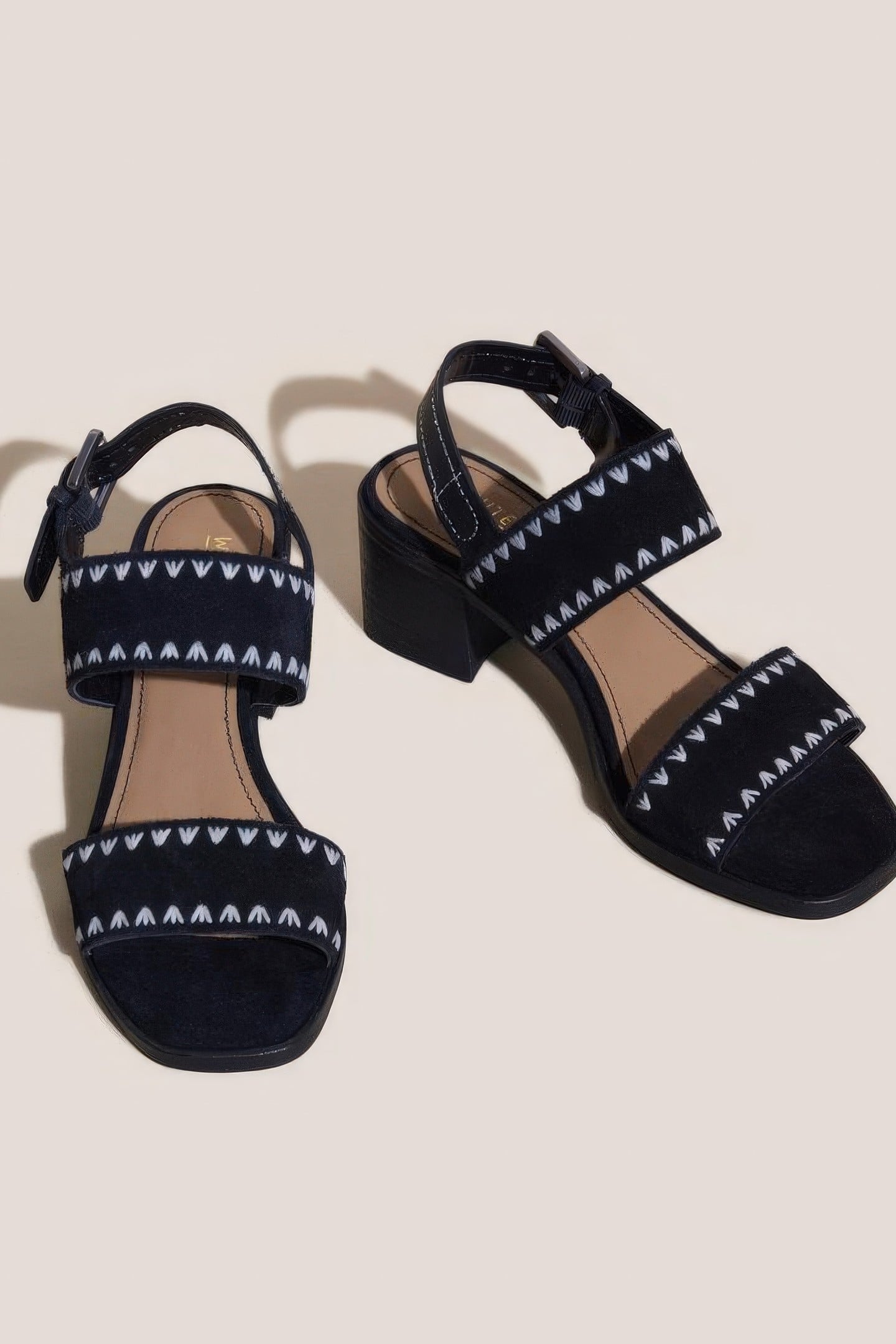 WHIPSTITCH BLOCK HEEL SANDAL PURE BLACK 5