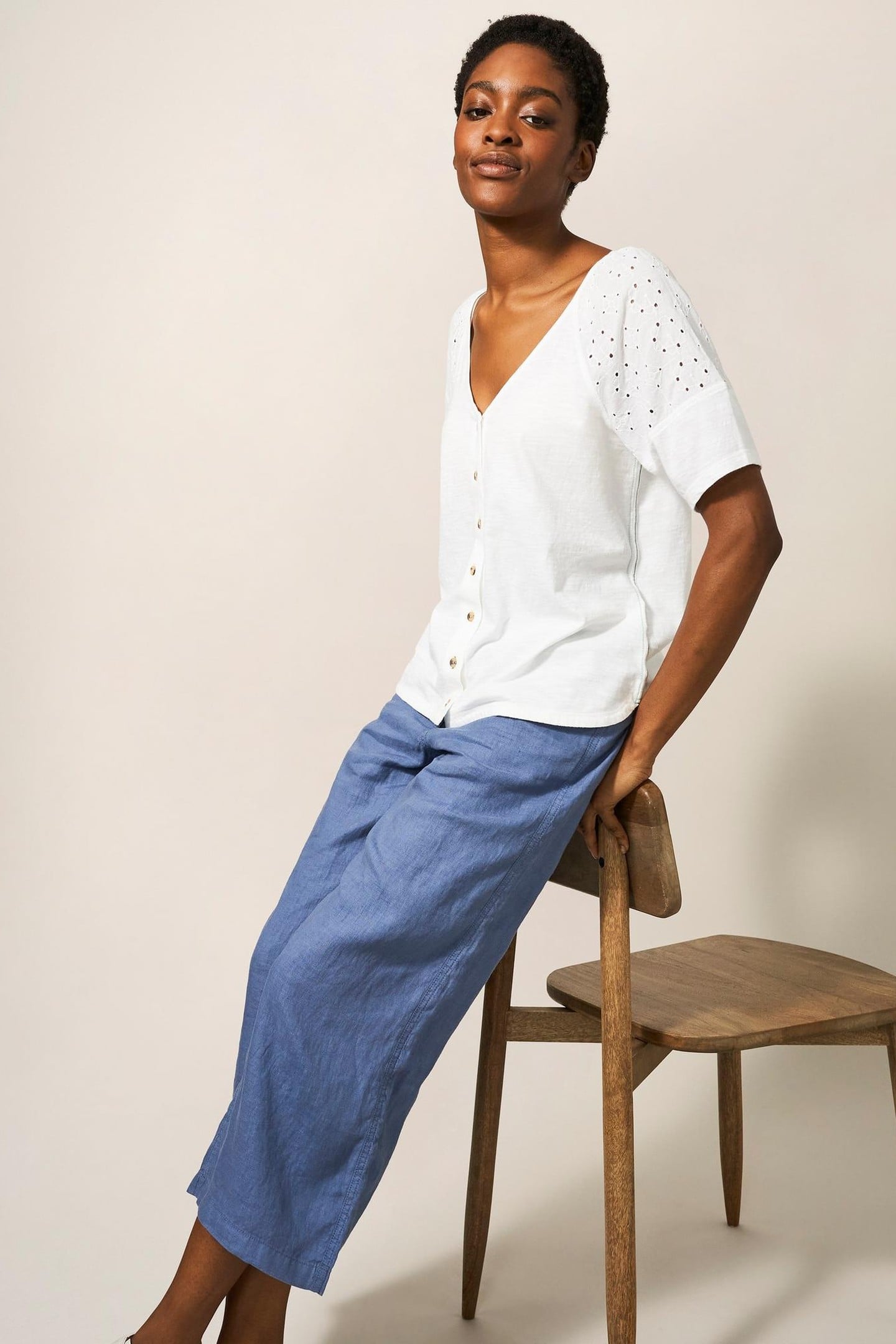 HARPER LINEN TROUSER MID BLUE 2