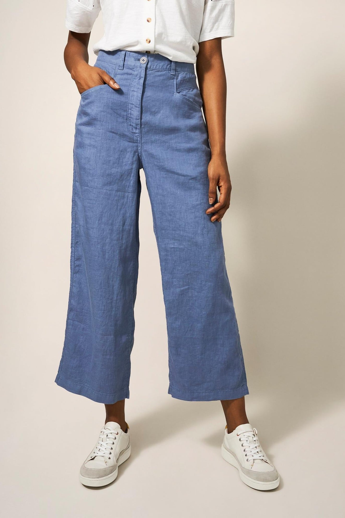 HARPER LINEN TROUSER MID BLUE 1