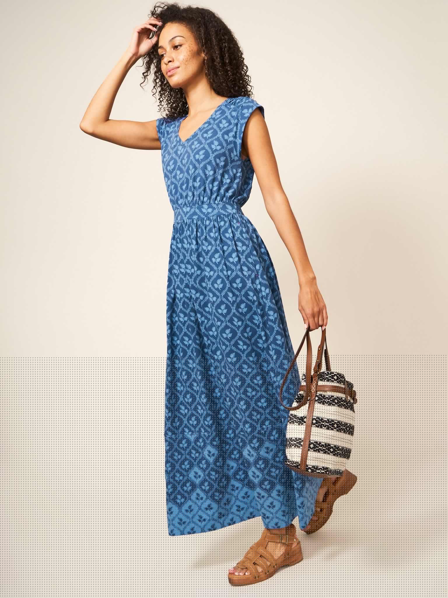 DARCIE JERSEY MAXI DRESS NAVY MULTI by White Stuff