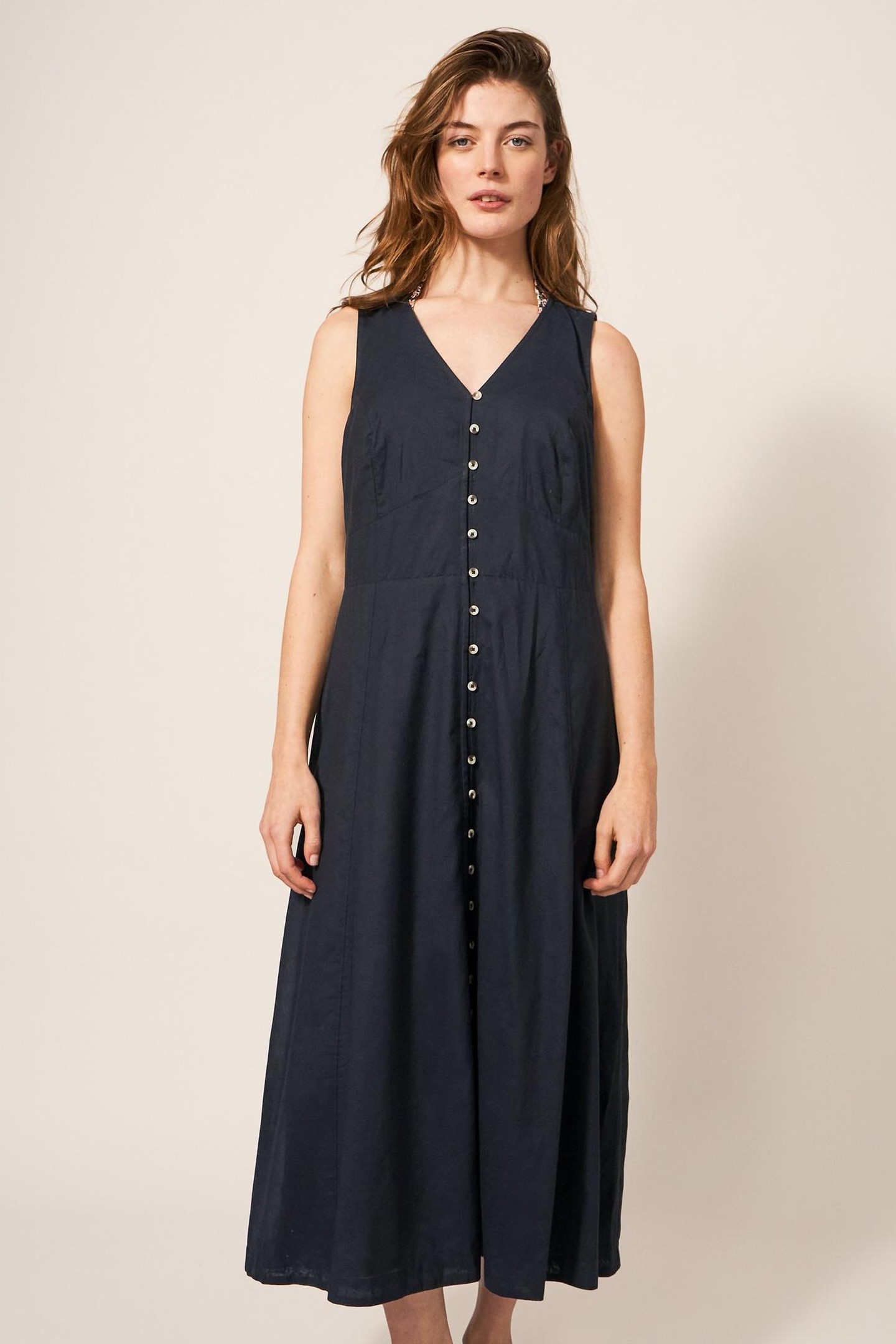 SOPHIA COTTON MIDI DRESS PURE BLACK 2