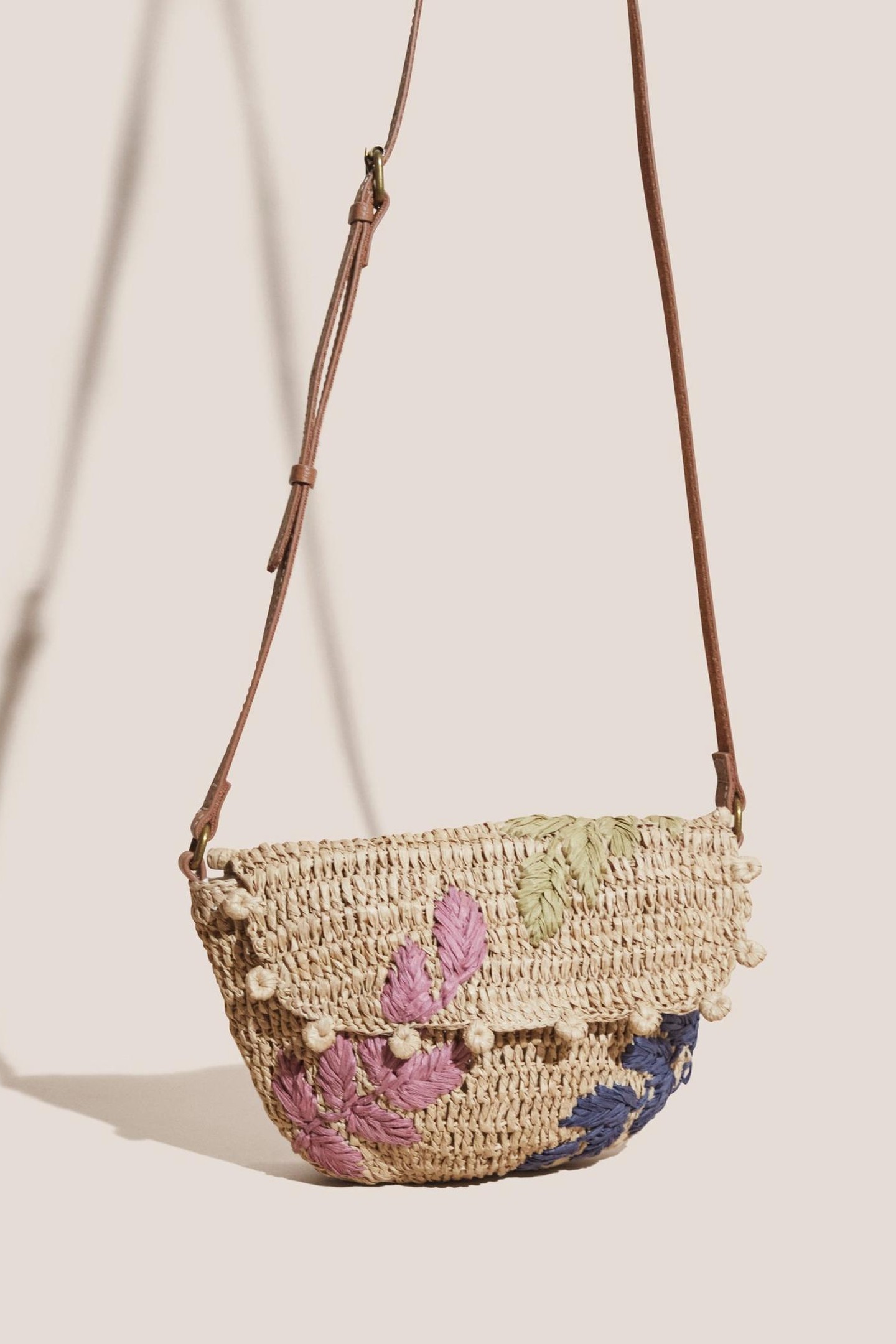 FLOWER STRAW MINI CROSSBODY NATURAL MULTI 1