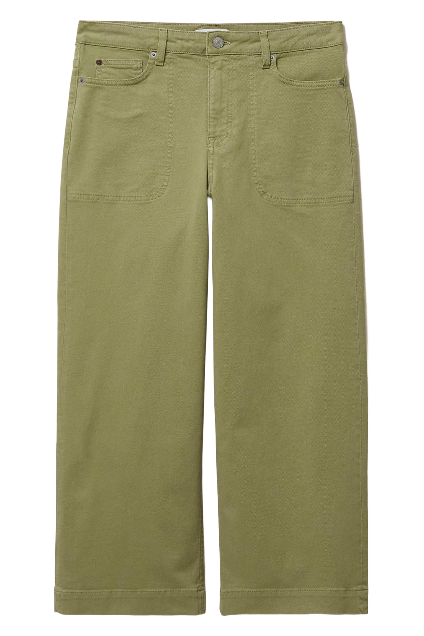 TIA WIDE LEG CROPPED JEAN MID GREEN 3