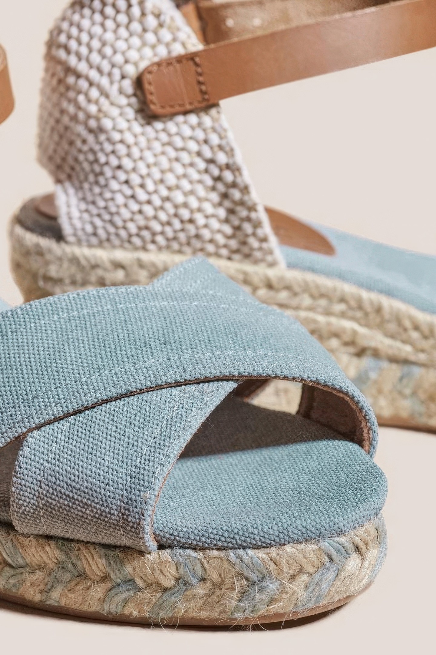 ESPADRILLE CANVAS OPEN WEDGE CHAMBRAY BLUE 7