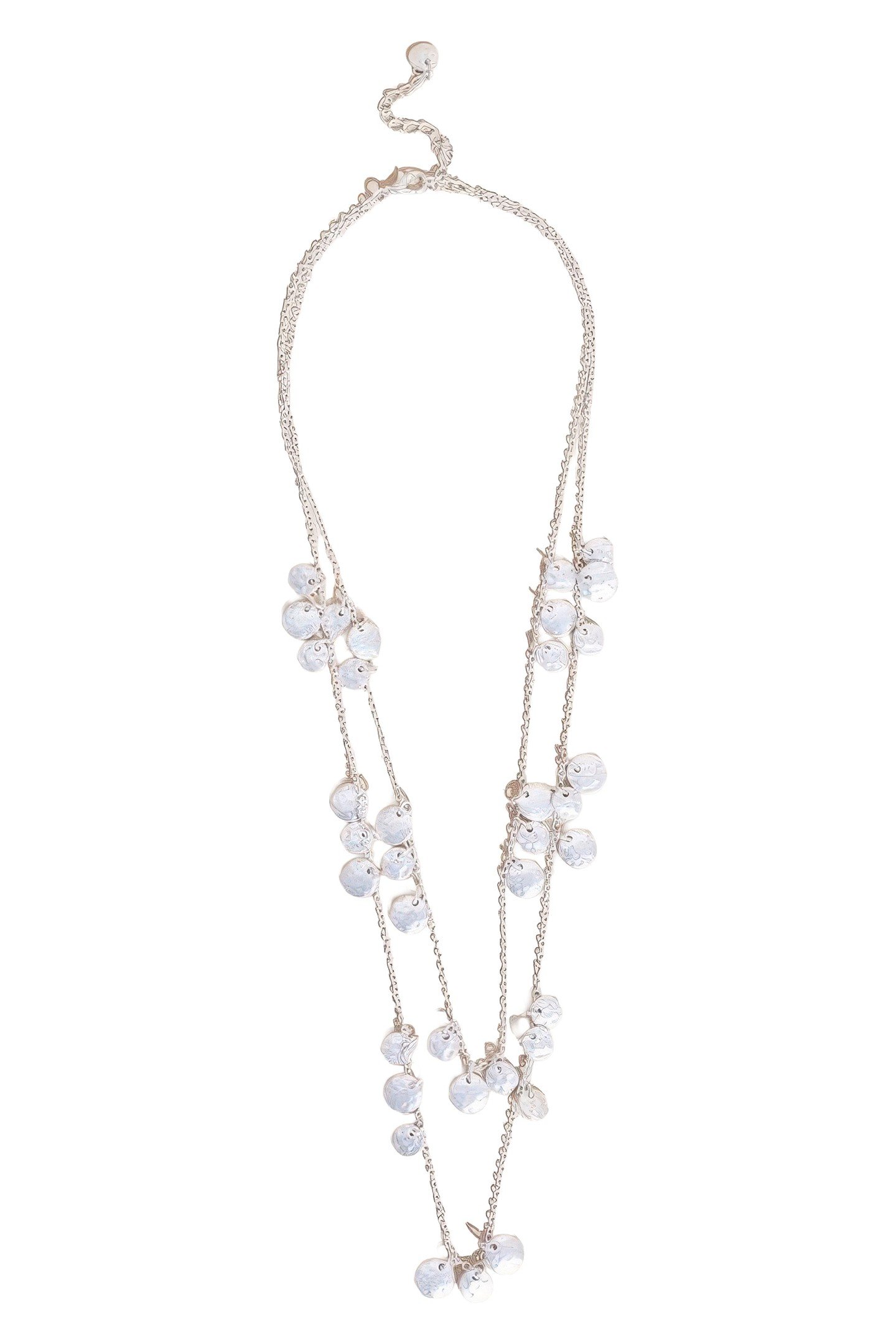 TWO ROW MINI DISC NECKLACE SILVER TONE METALLIC 1