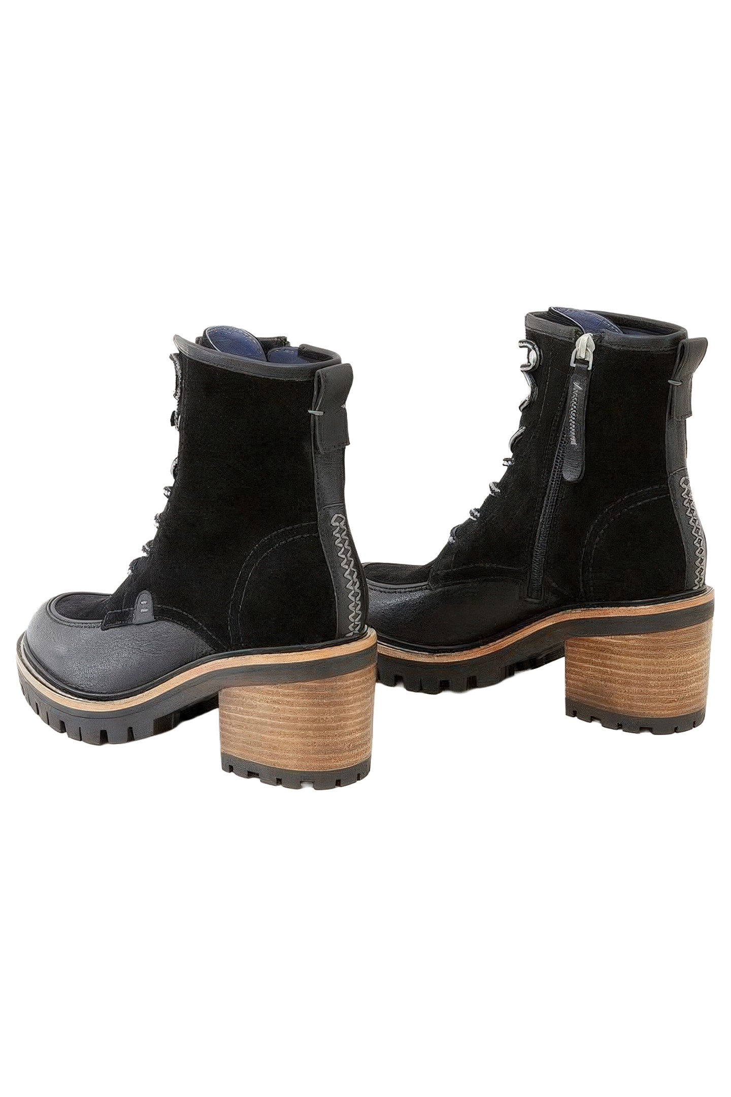 MID HEEL SUEDE LACE UP BOOT PURE BLACK 1