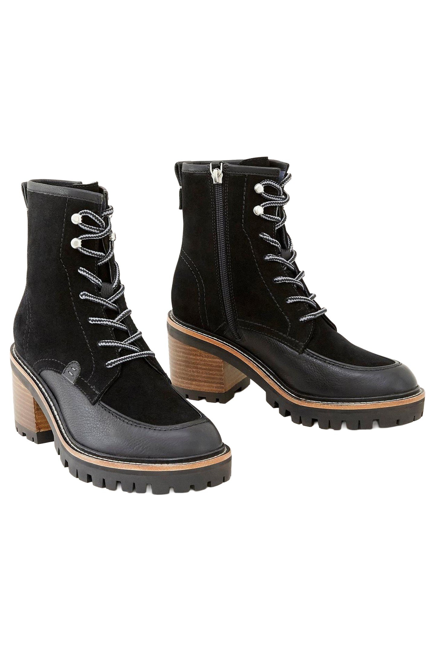 MID HEEL SUEDE LACE UP BOOT PURE BLACK 2