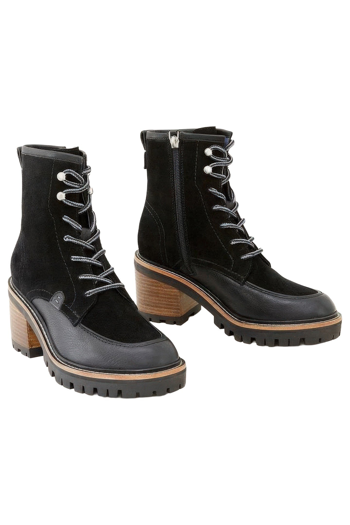 MID HEEL SUEDE LACE UP BOOT PURE BLACK 3