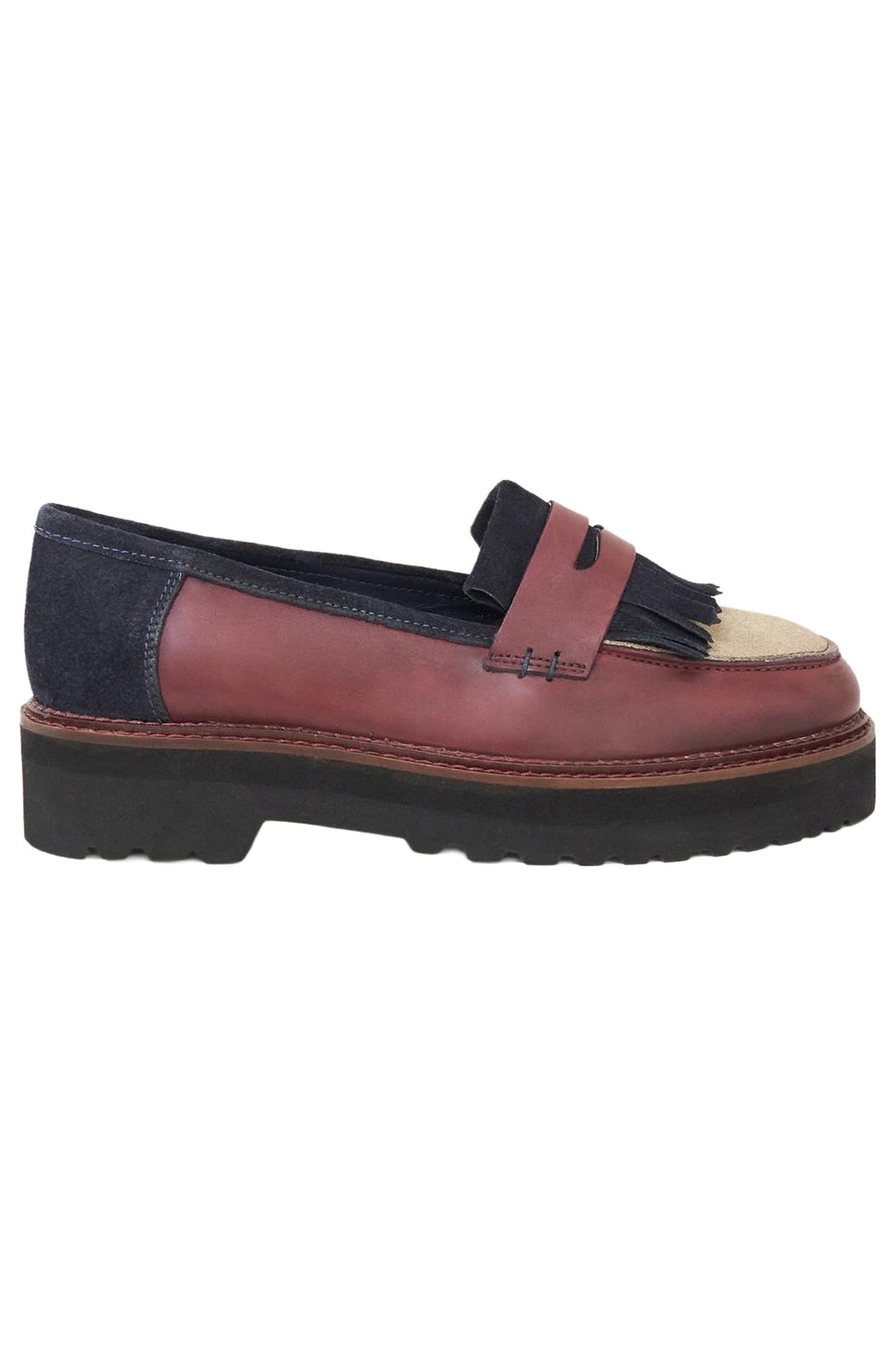 ELVA CHUNKY LEATHER MIX LOAFER NAVY MULTI 1