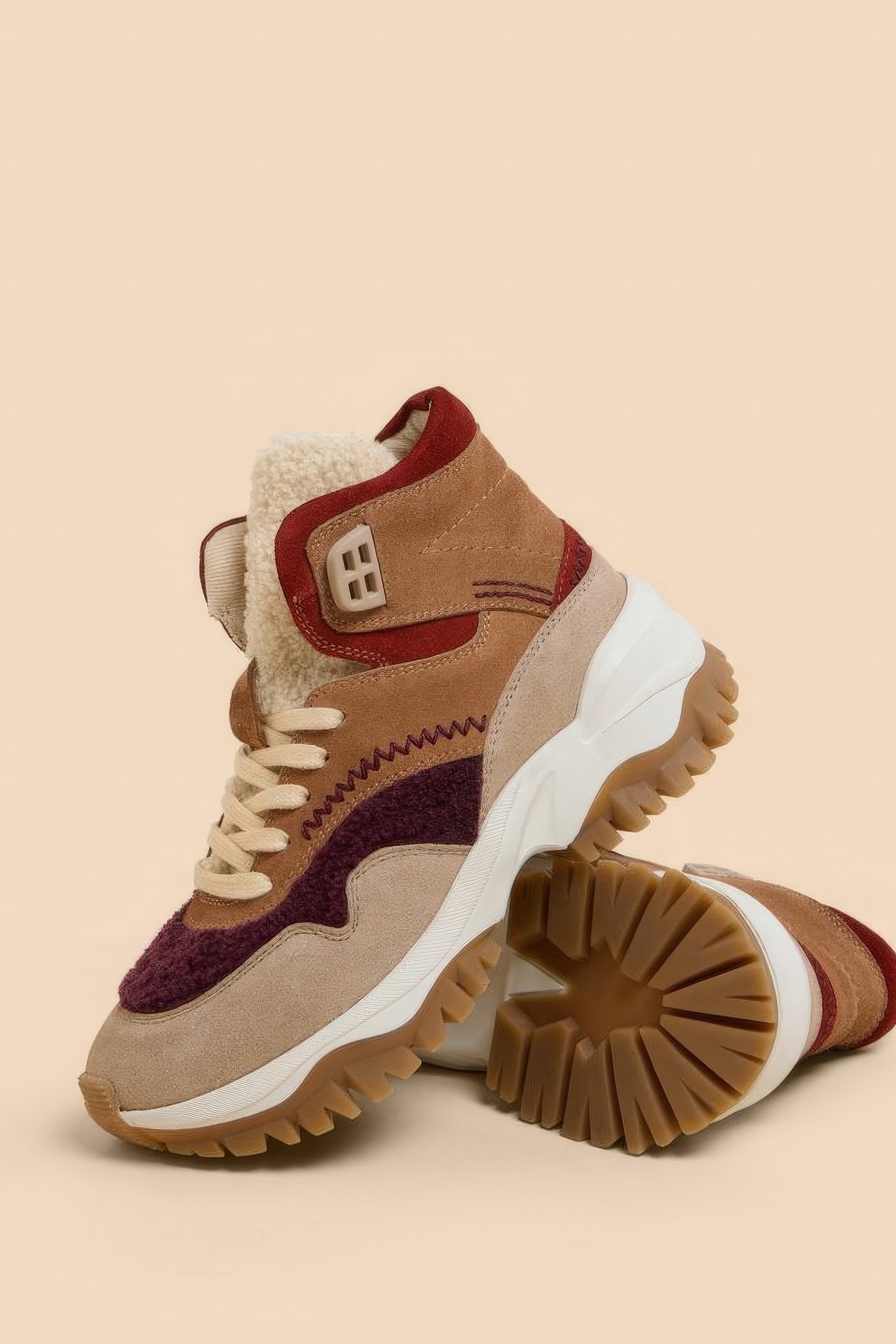 CHUNKY SUEDE HI-TOP TRAINER TAN MULTI 4