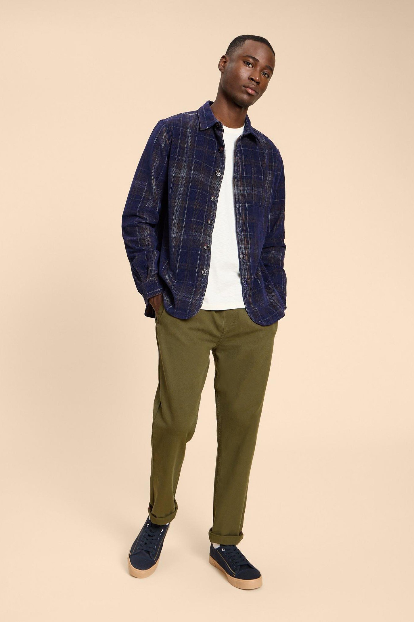 WHITWICK CORD CHECK SHIRT DARK NAVY 4