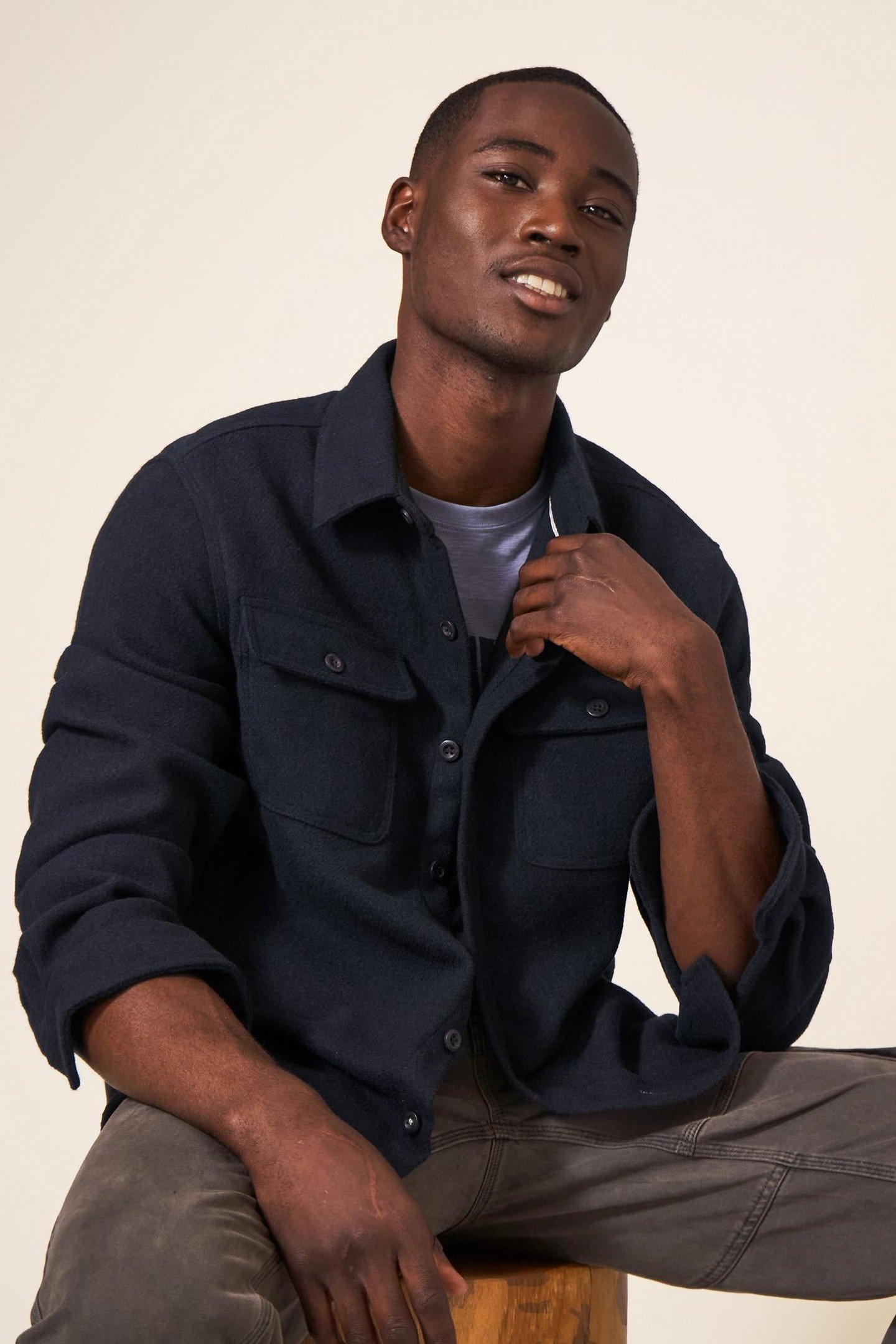 DARWEN PLAIN OVERSHIRT DARK NAVY 2