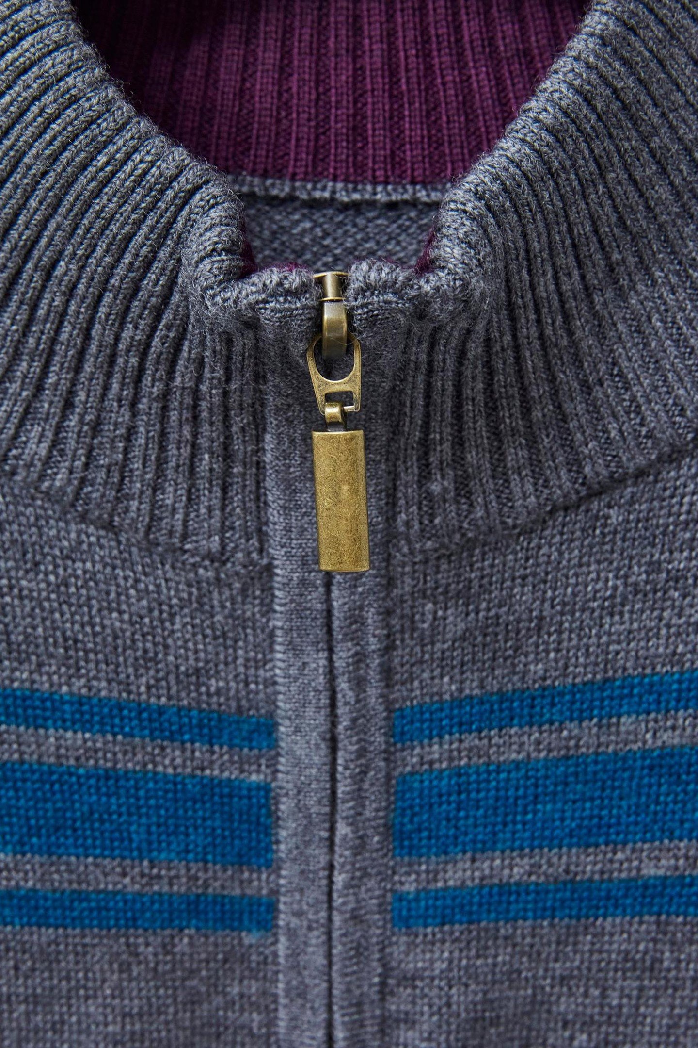 NEWPORT MERINO STRIPE FUNNEL CHARCOAL GREY 1