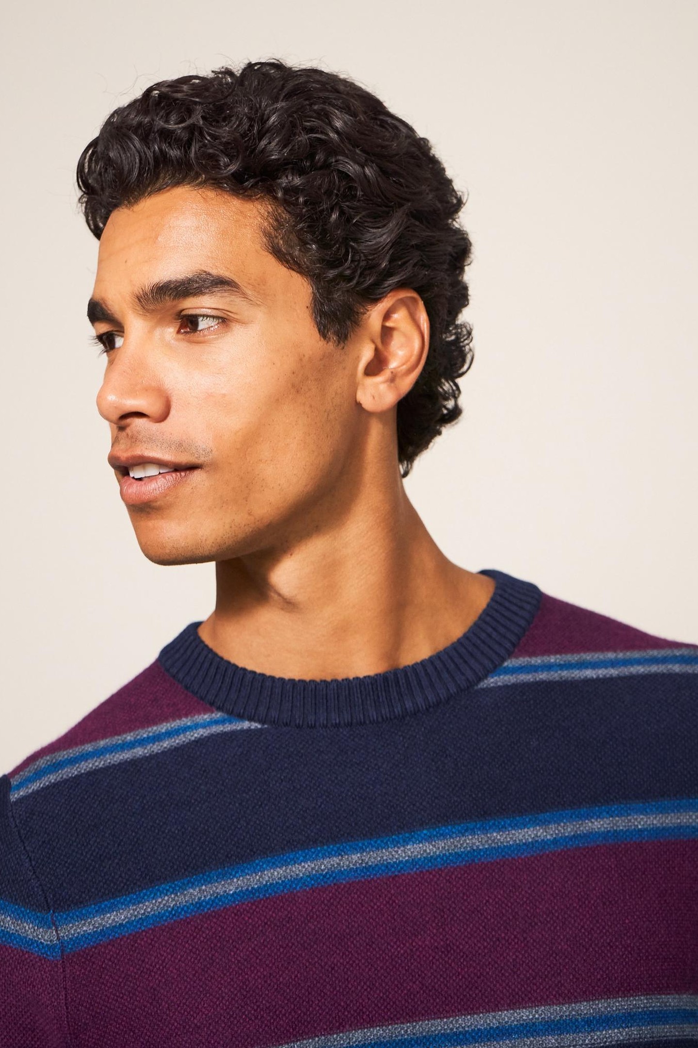 NEWPORT MERINO STRIPE CREW NAVY MULTI 3