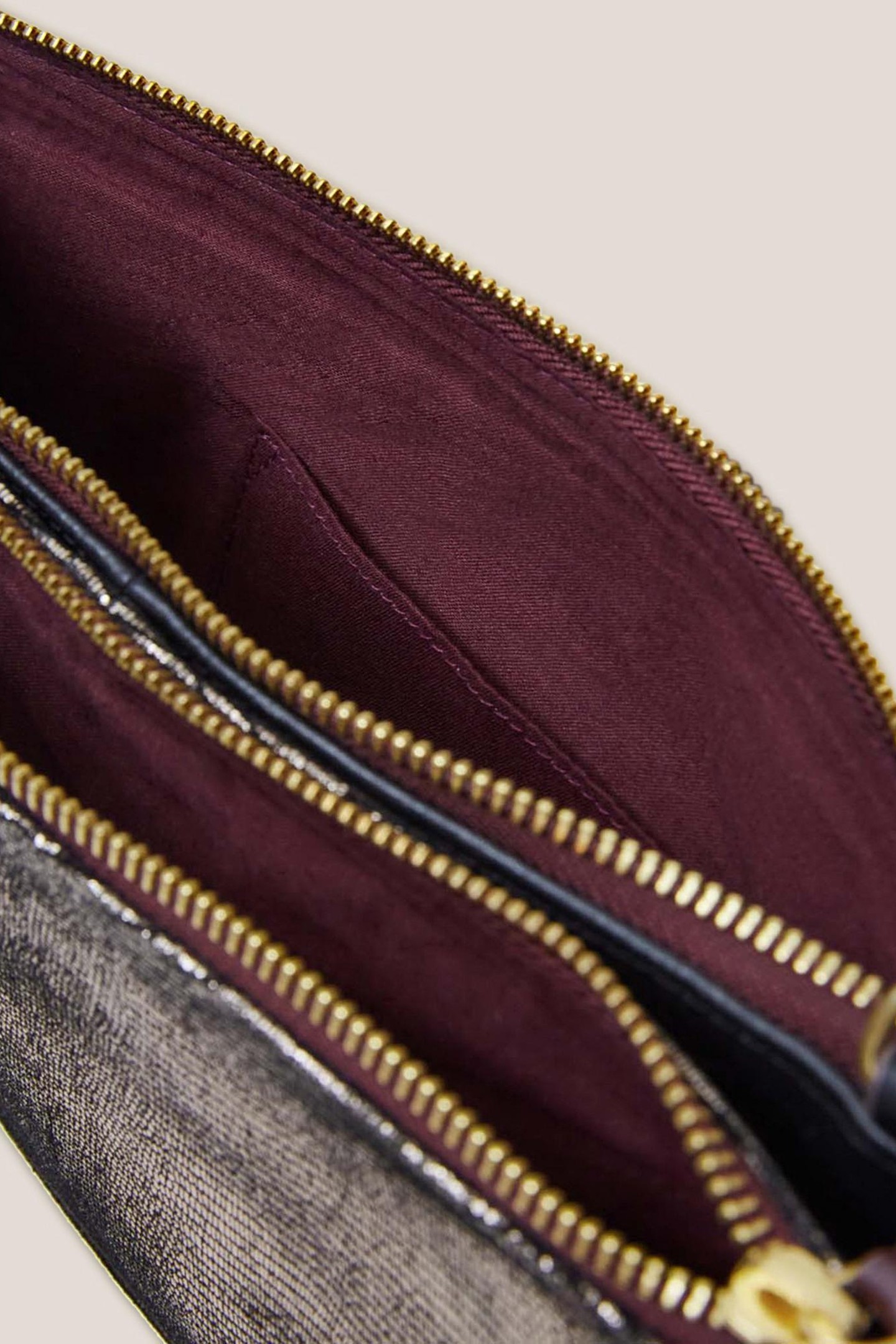 CONVERTIBLE DOUBLE POUCH BAG GOLD TONE METALLIC 4