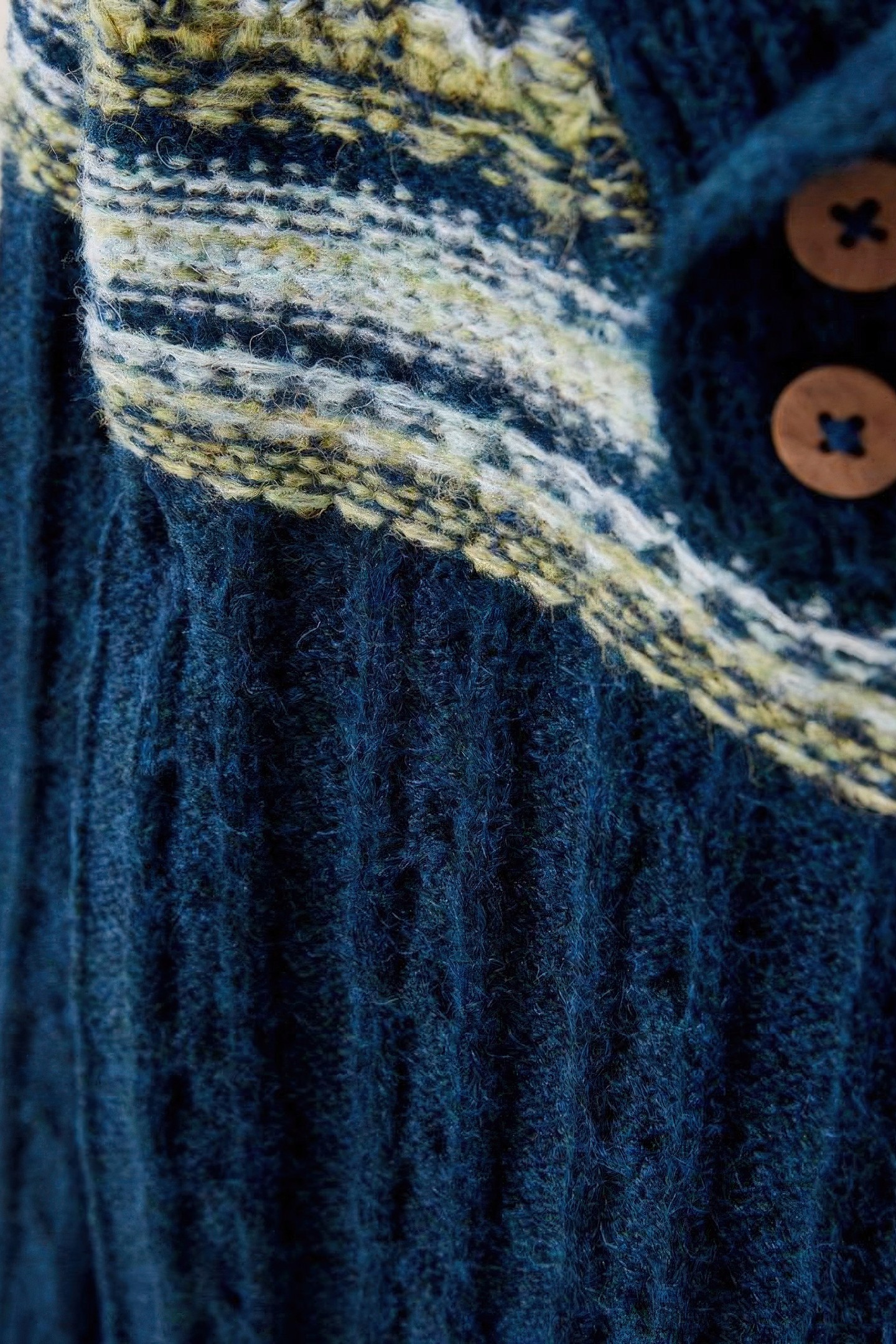 FAIRISLE SHAWL NECK JUMPER TEAL MULTI 3