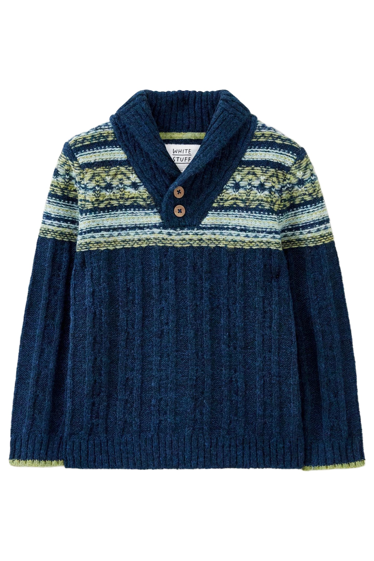 FAIRISLE SHAWL NECK JUMPER TEAL MULTI 4