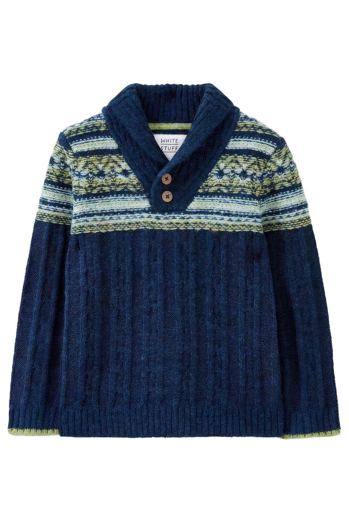 FAIRISLE SHAWL NECK JUMPER TEAL MULTI 5