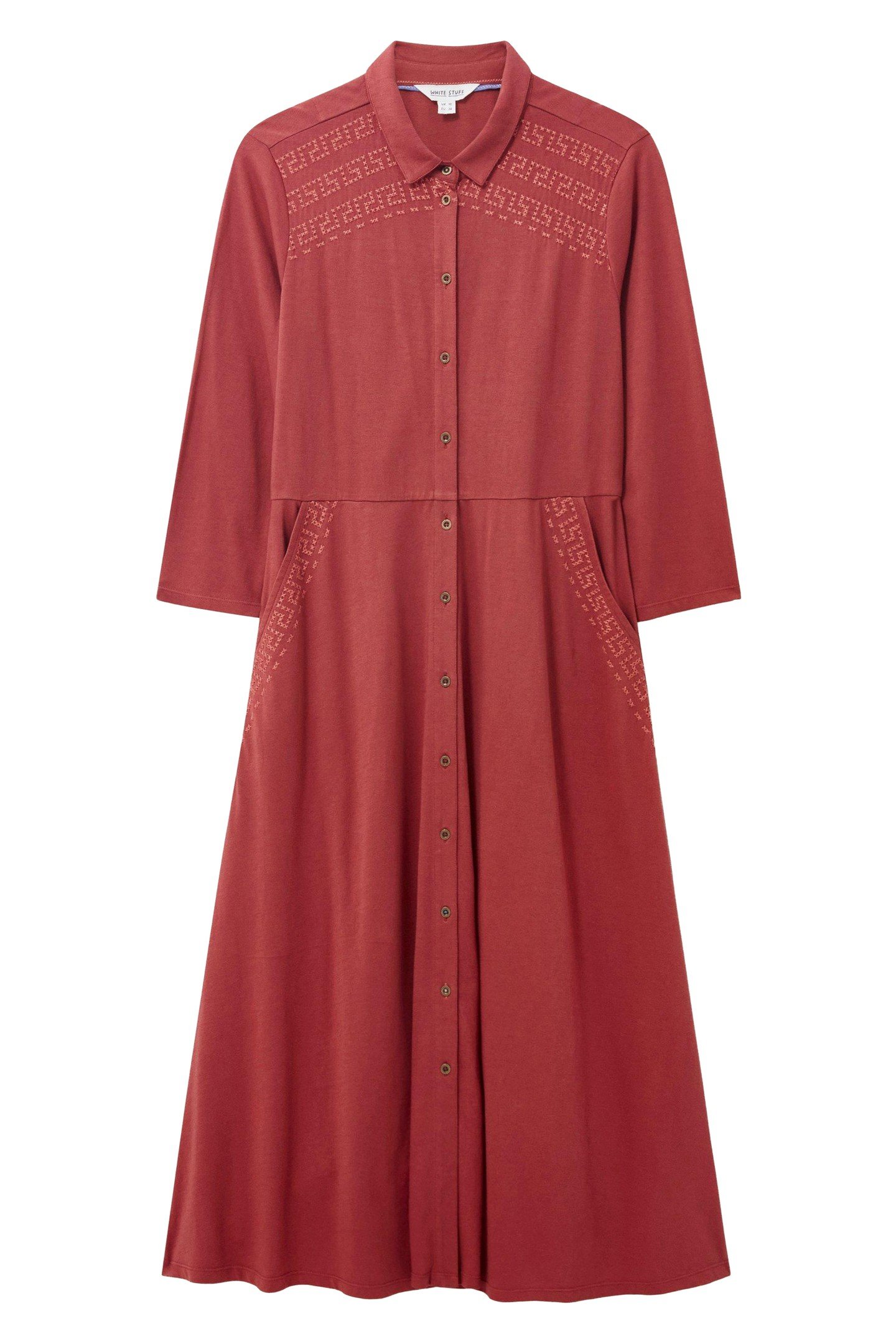 REAGAN EMBROIDERED SHIRT DRESS MID PLUM 1
