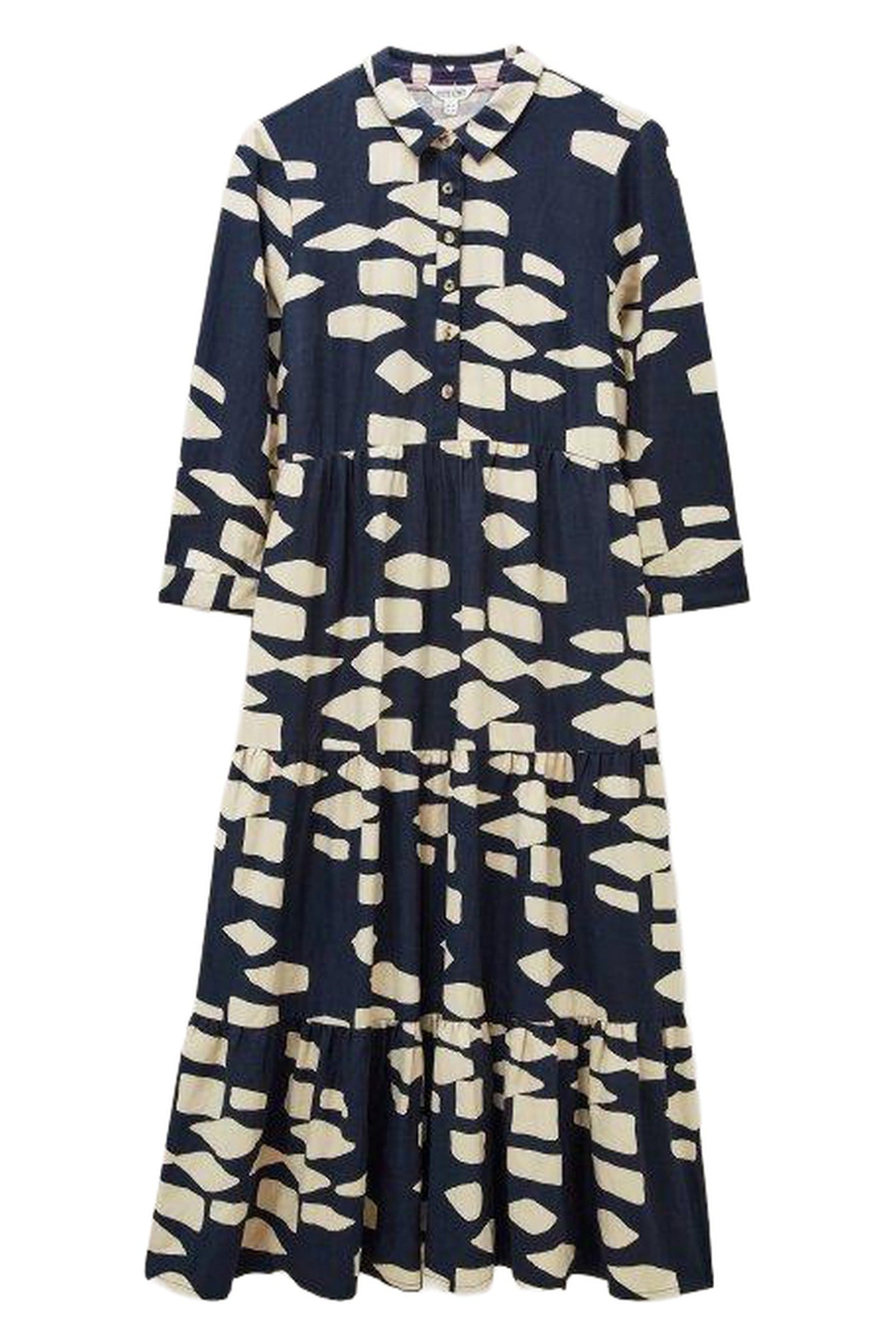 MAYA TIERED SHIRT DRESS BLACK PRINT 1