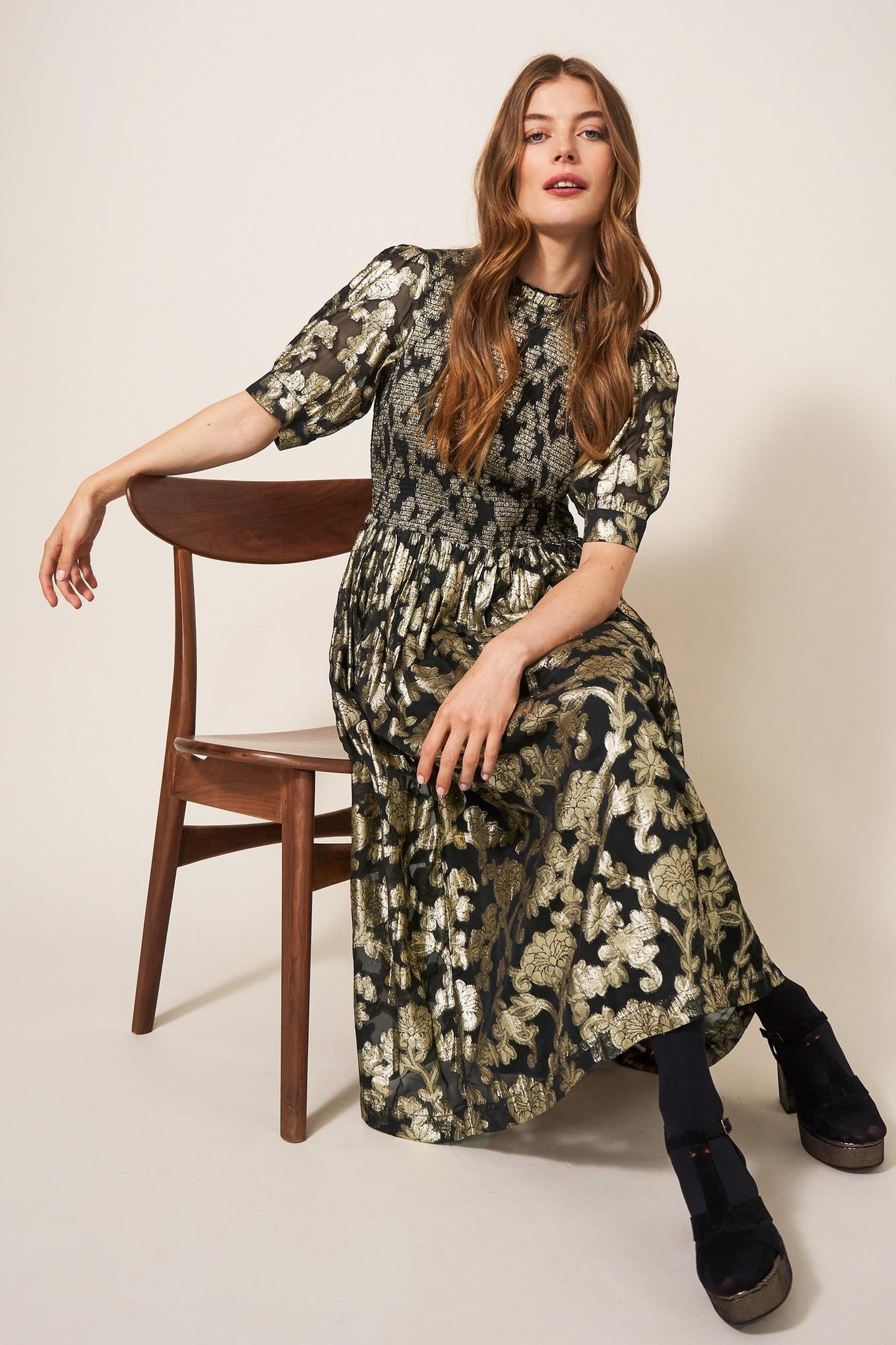 WREN METALLIC JACQUARD DRESS BLACK MULTI 2