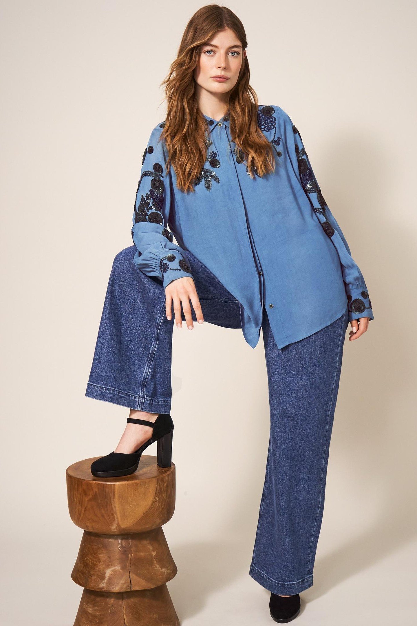 ARDEN SEQUIN SHIRT BLUE MULTI 1