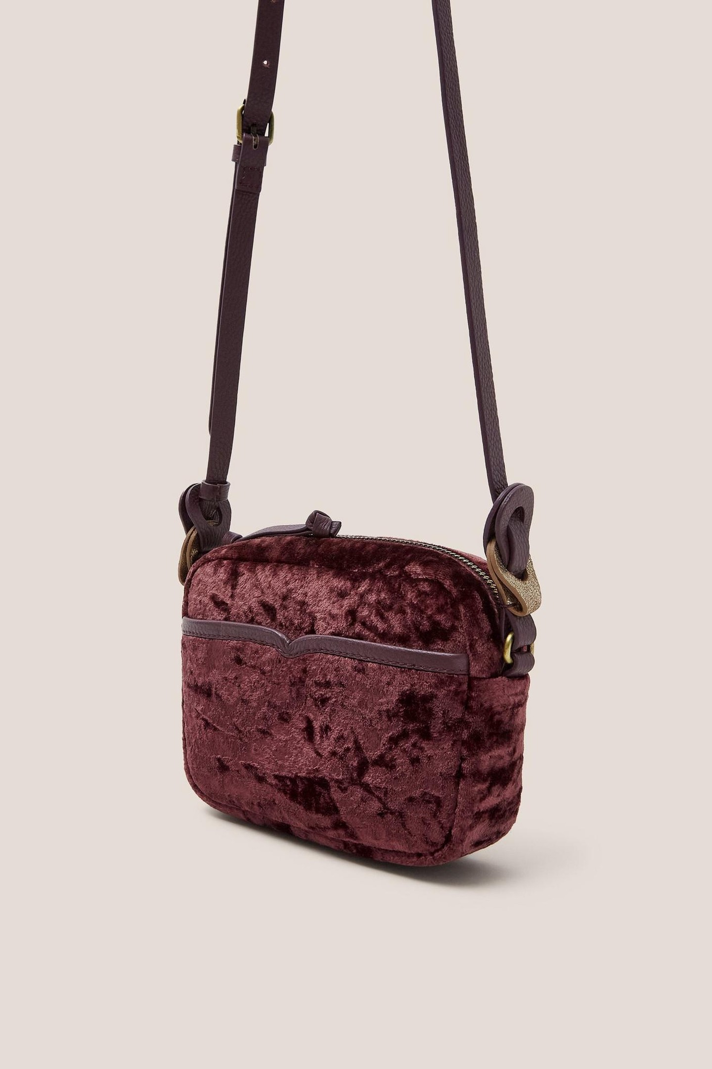 LEXI VELVET MINI CAMERA BAG DARK PLUM 4