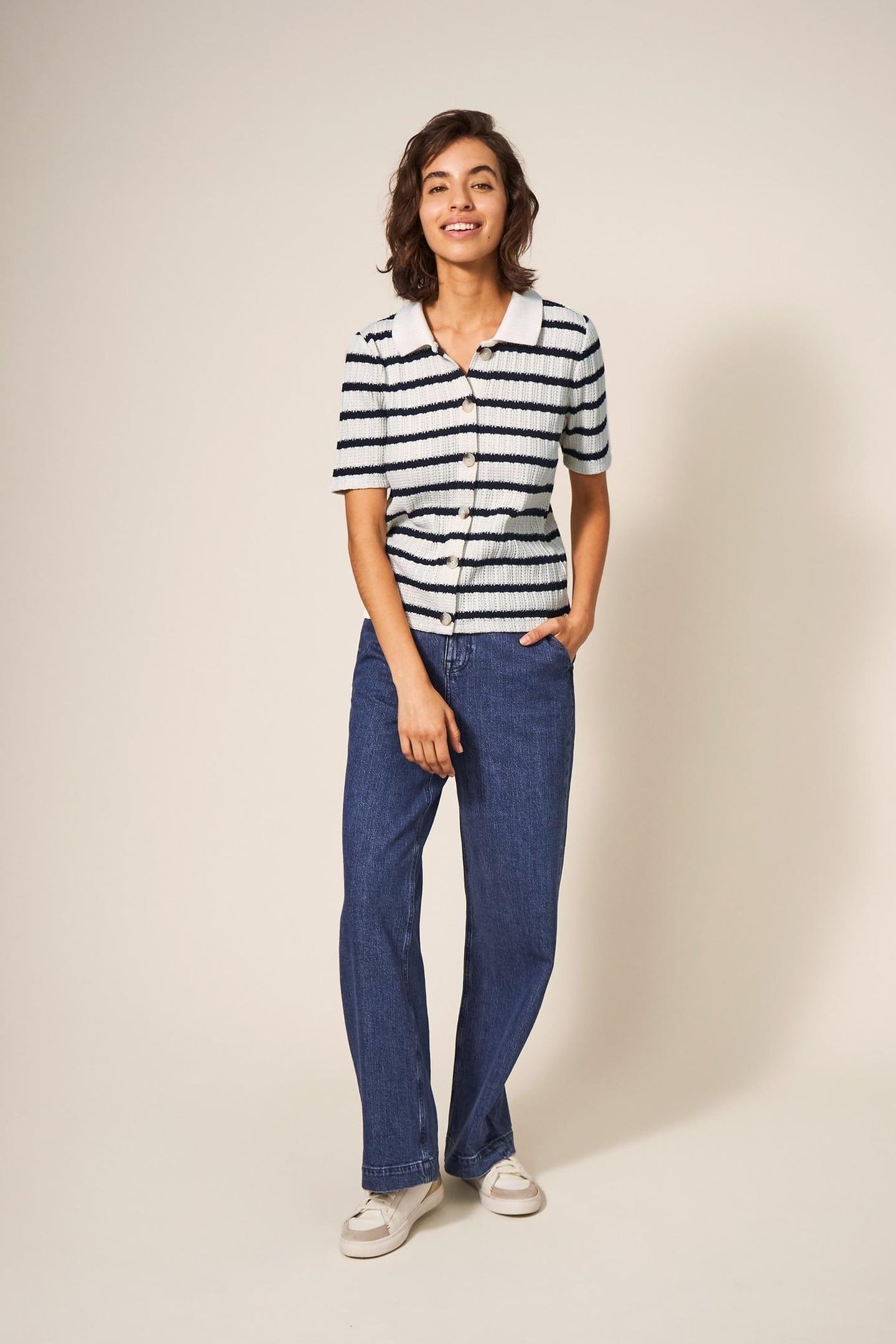 STRIPE COLLAR TOP BLACK MULTI 2