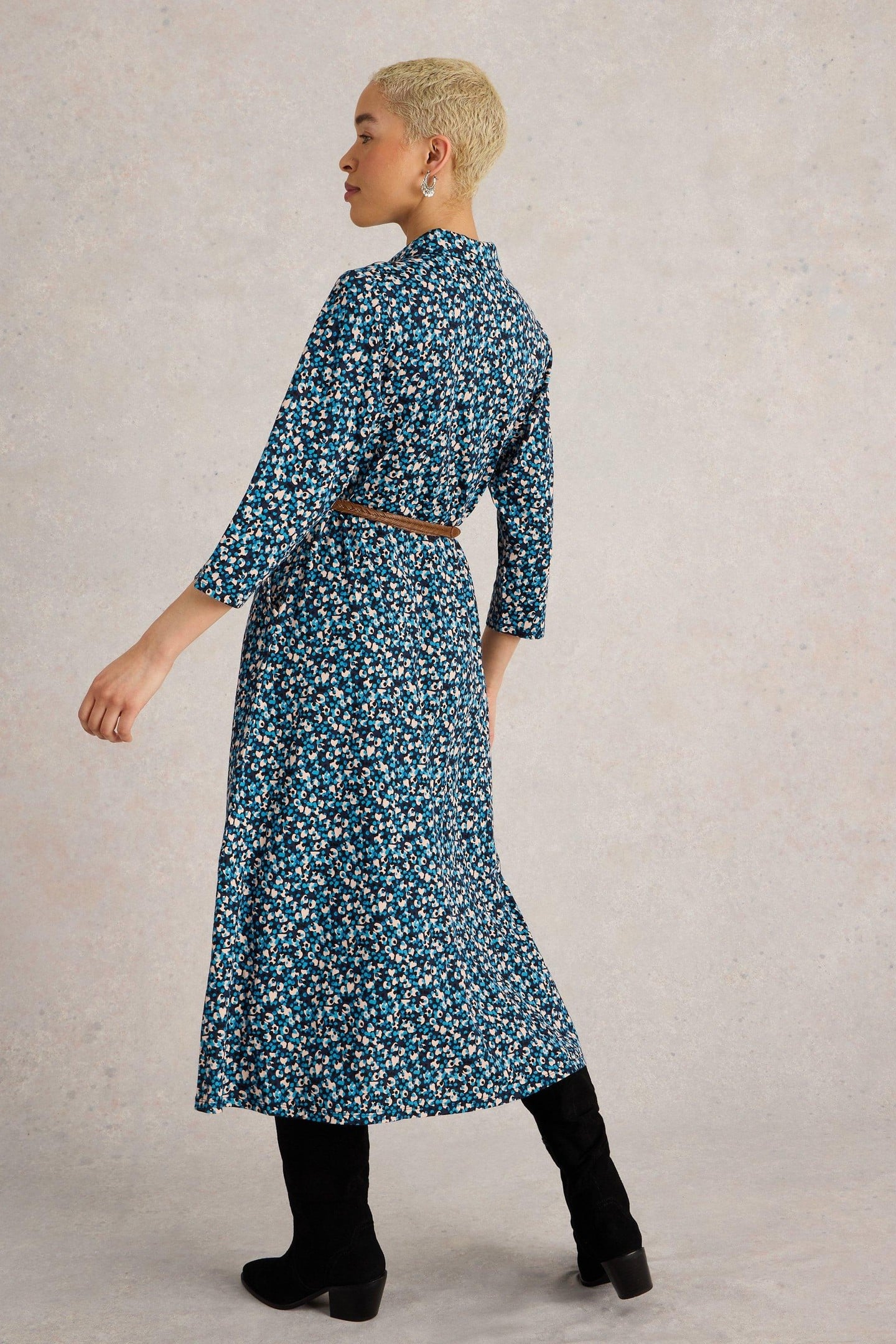 RUA JERSEY SHIRT DRESS NAVY MULTI 2